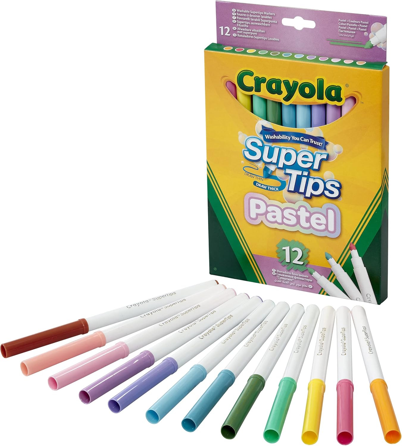 CRAYOLA Pastel SuperTips Washable Markers - Washable Felt Tip Pens for Kids, Ages 3+, Pack of 36 5