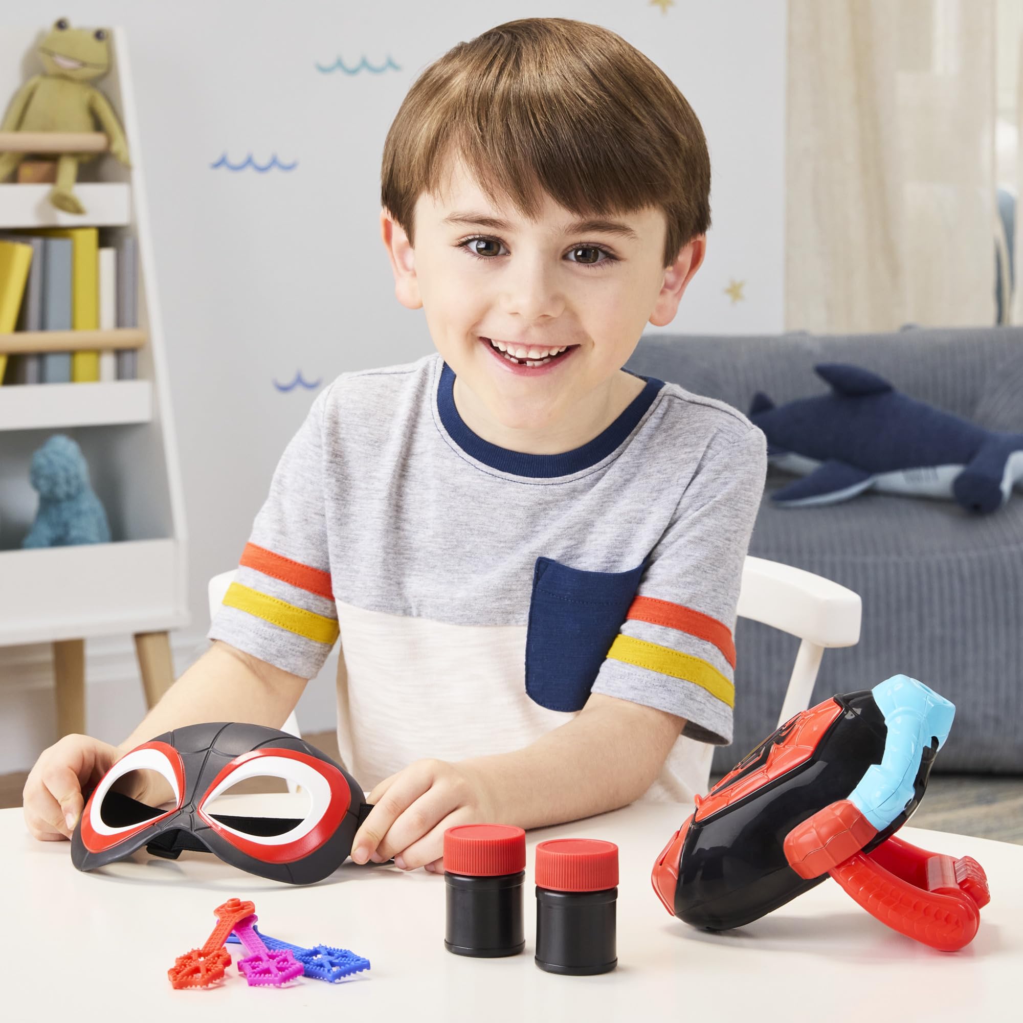 Miles 'Spin' Morales Bubble Slinger - Electronic Web-Blasting Bubble Toy for Kids 3+ 6