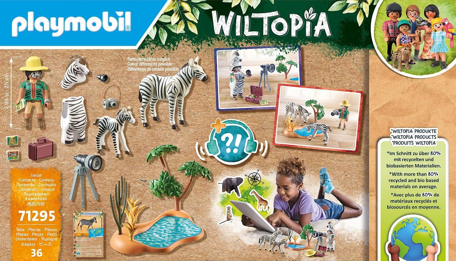 Playmobil 71295 Wiltopia Photographer with Zebras, exploring the animal kingdom, 4
