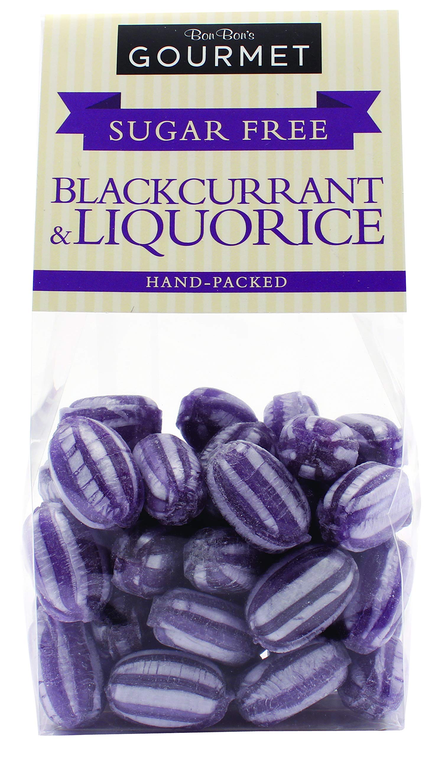 Bon Bons Sugar Free Blackcurrant and Liquorice - 160g Traditional Sweets