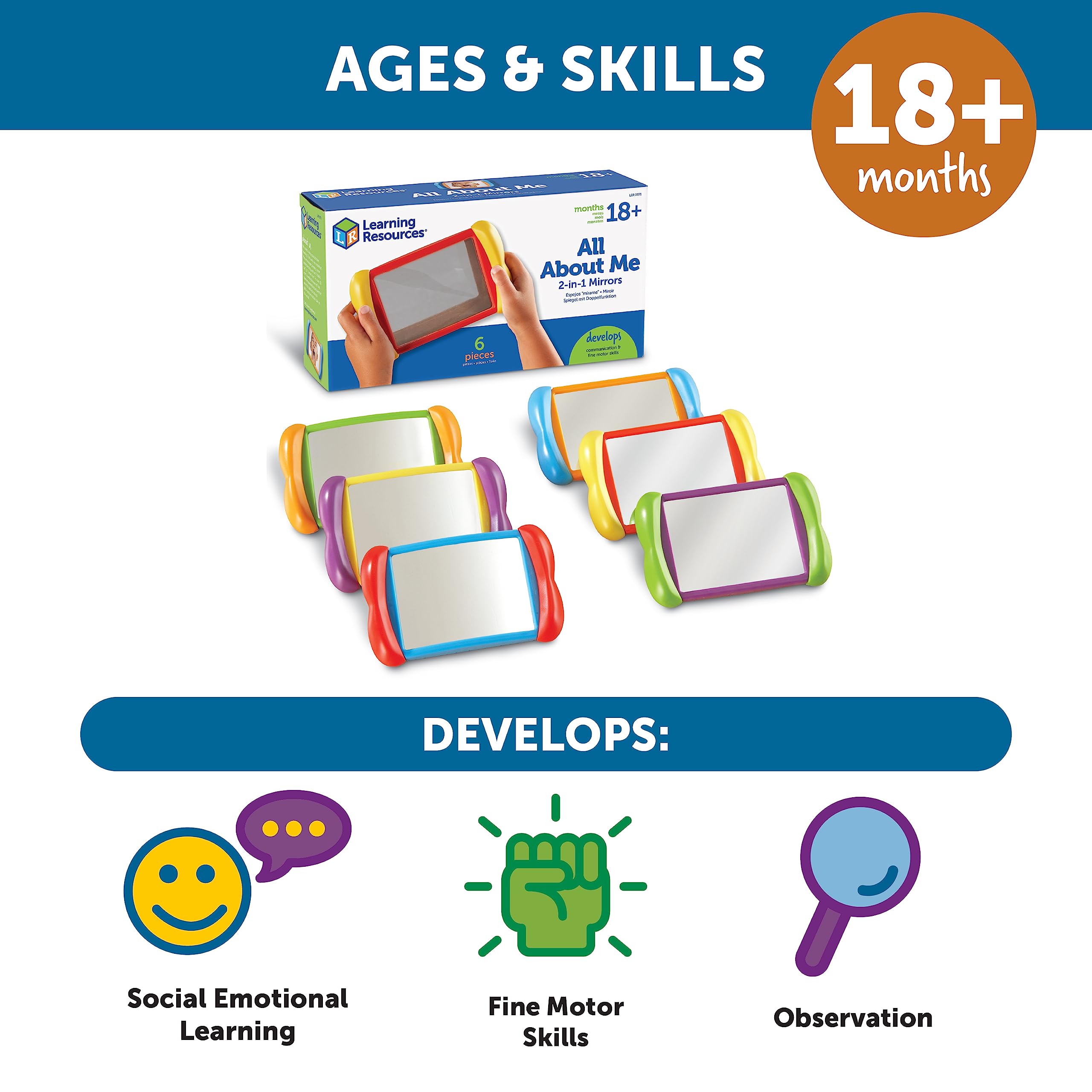 Learning Resources All About Me 2-in-1 Mirrors - Double-Sided Fun for Toddlers 14