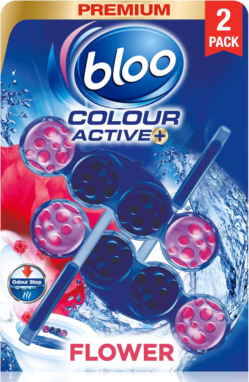 Bloo - Colour Active Toilet Rim Block Fresh Flowers with Anti-Limescale & Cleaning Foam