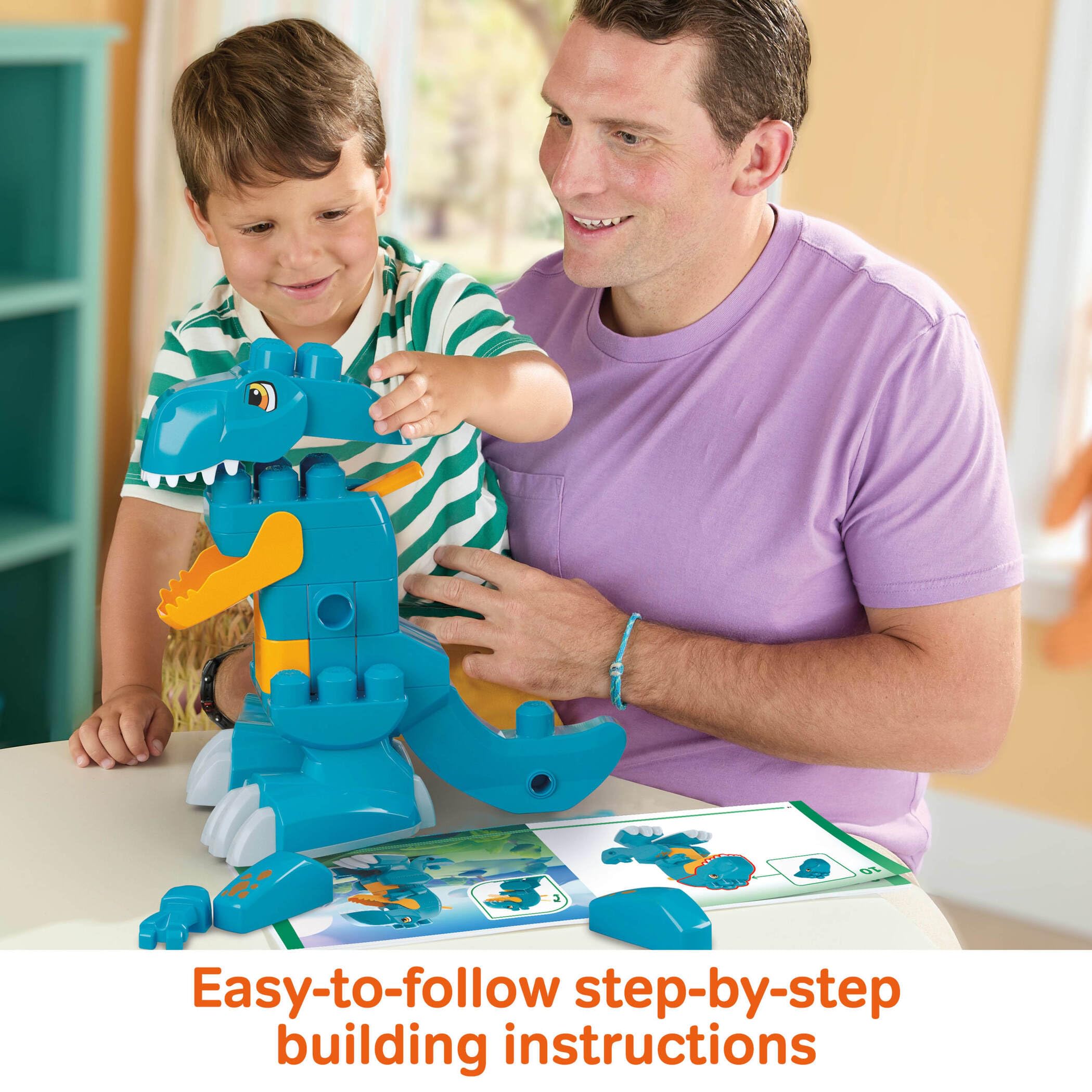 Mega Bloks Fisher-Price 3-in-1 Build & Chomp Dinosaur T-Rex Block Toy | Ages 3Y+ 5