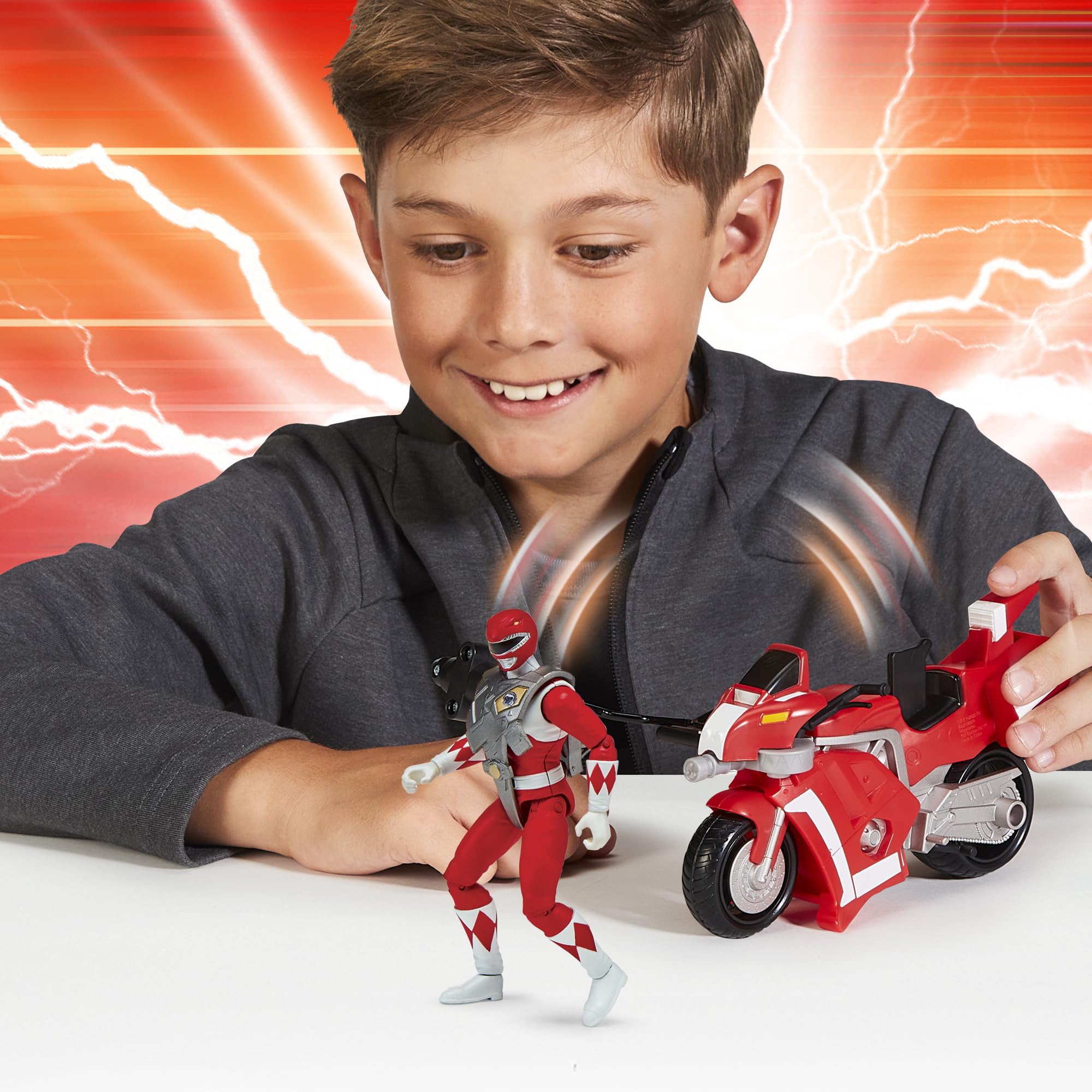 Playmates Power Rangers Mighty Morphin Re-Ignition Tyrannosaurus Battle Bike with Red Ranger Figure