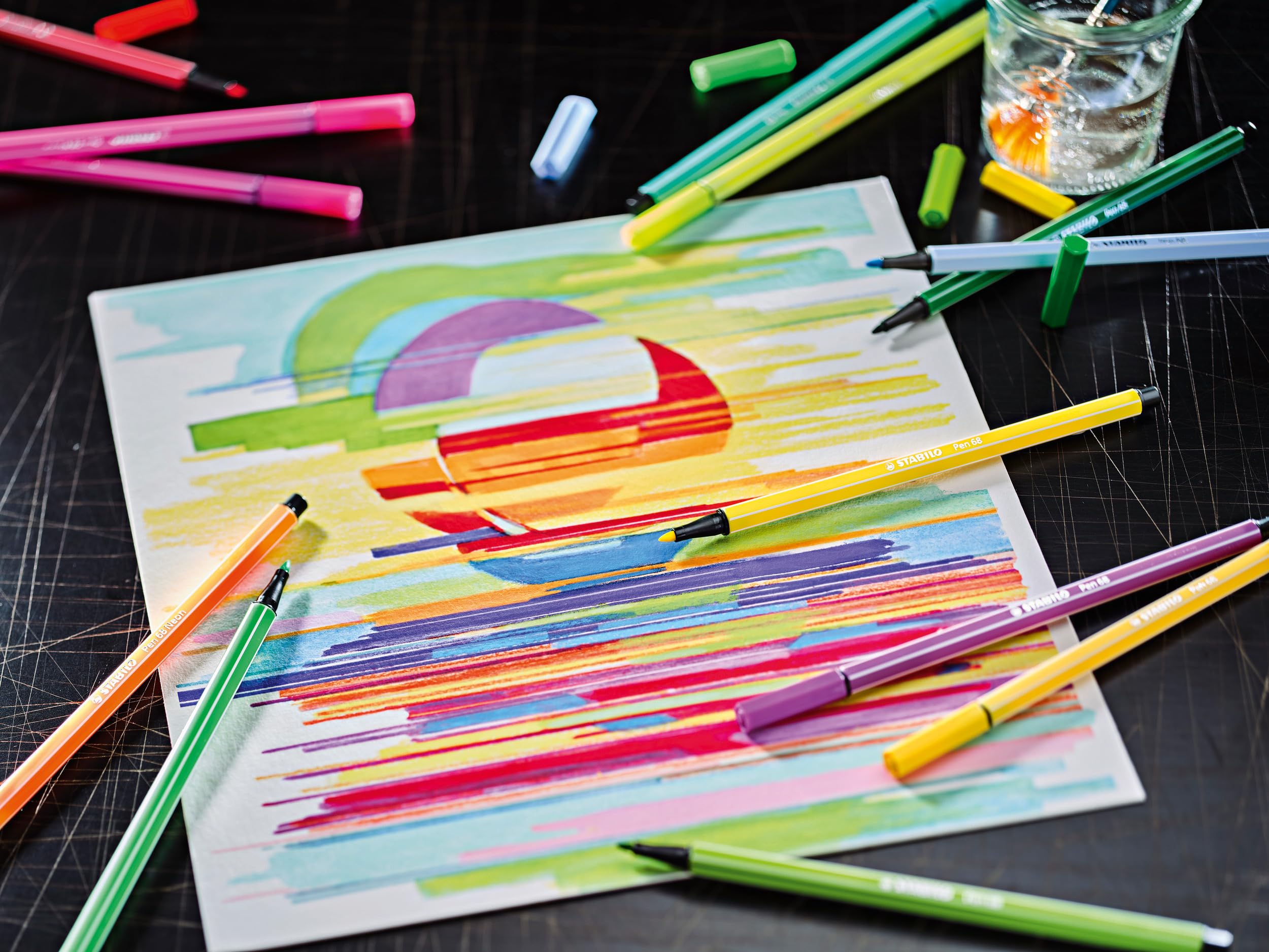 STABILO Pen 68 ARTY Fibre-Tip Pen Roll Set of 25 Assorted Colours 5