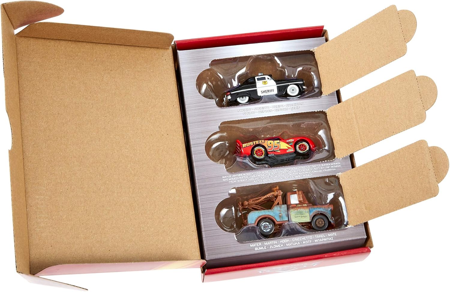 Disney Pixar Cars Radiator Springs 3-Pack with Lightning McQueen, Mater & Sheriff - Die-Cast Vehicle Playset for Kids 7