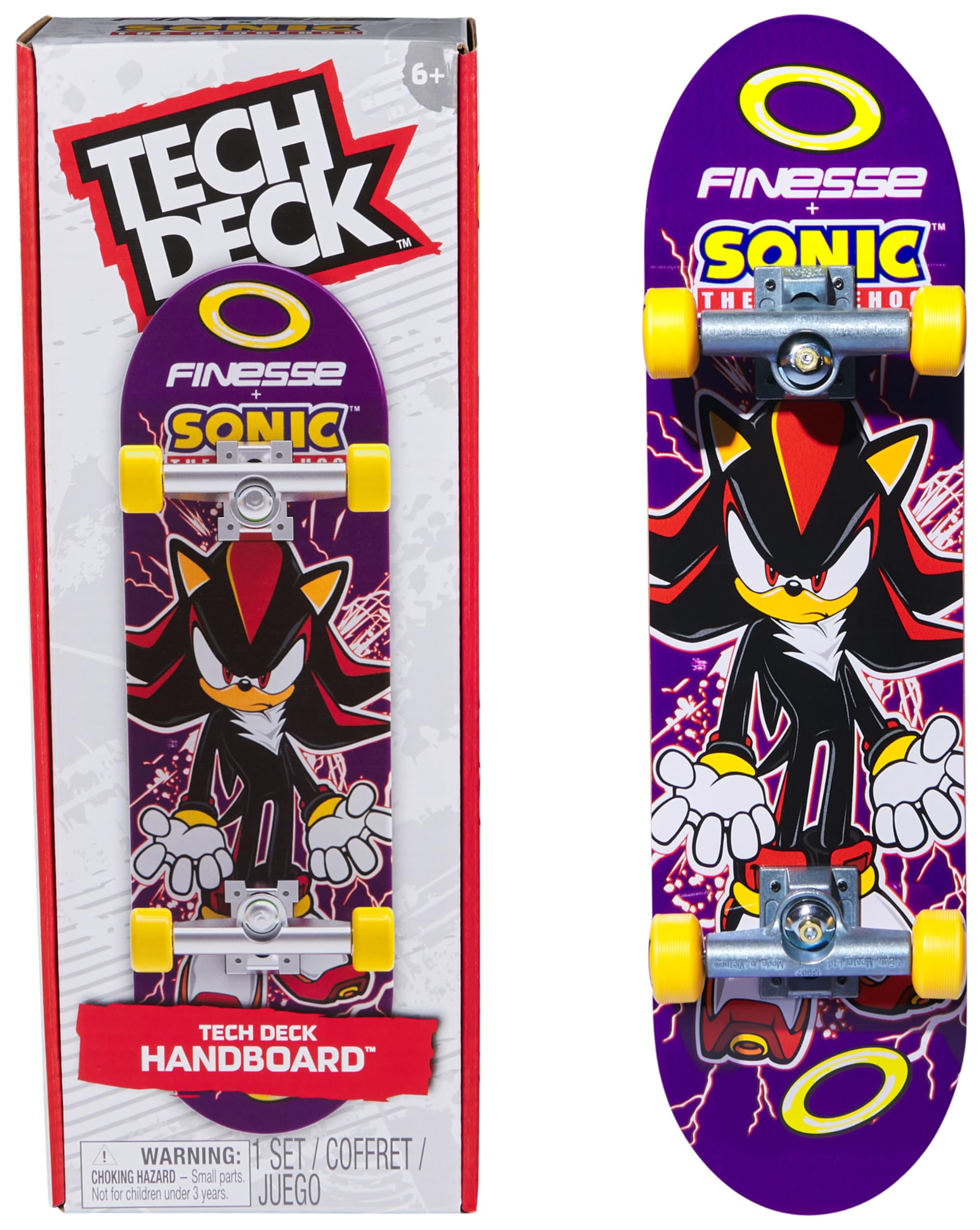 Tech Deck Finesse X Sonic the Hedgehog Handboard - 9x Larger Mini Skateboard for Kids 6+