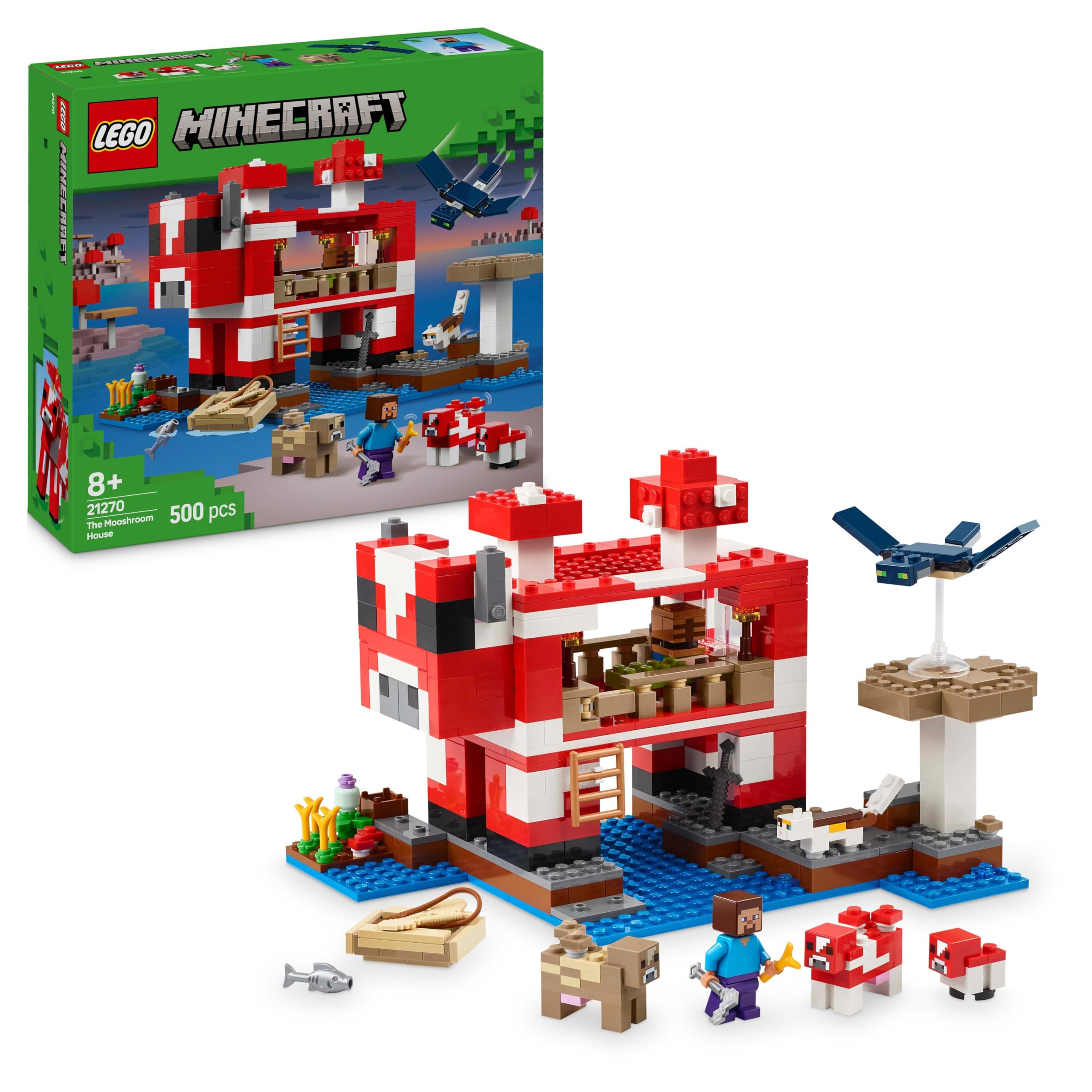 LEGO Minecraft The Mooshroom House Island Building Set - 500-Piece Playset for Ages 8+