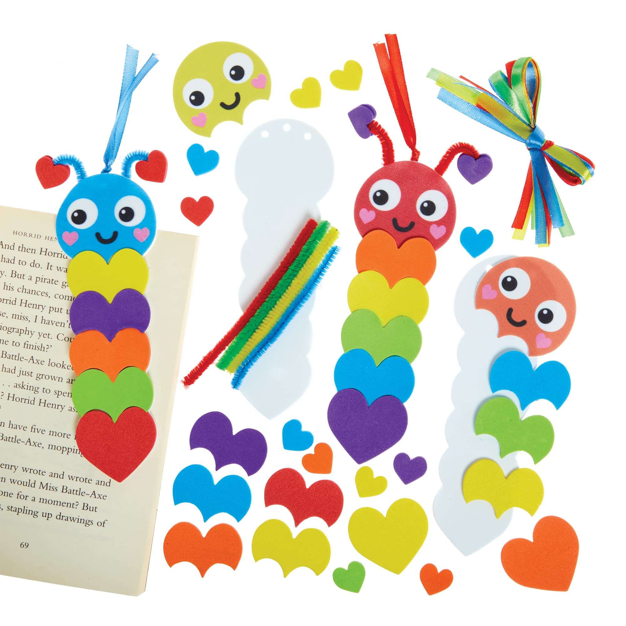 Baker Ross FX455 Caterpillar Rainbow Love Heart Bookmark Craft Kit - Pack of8 7