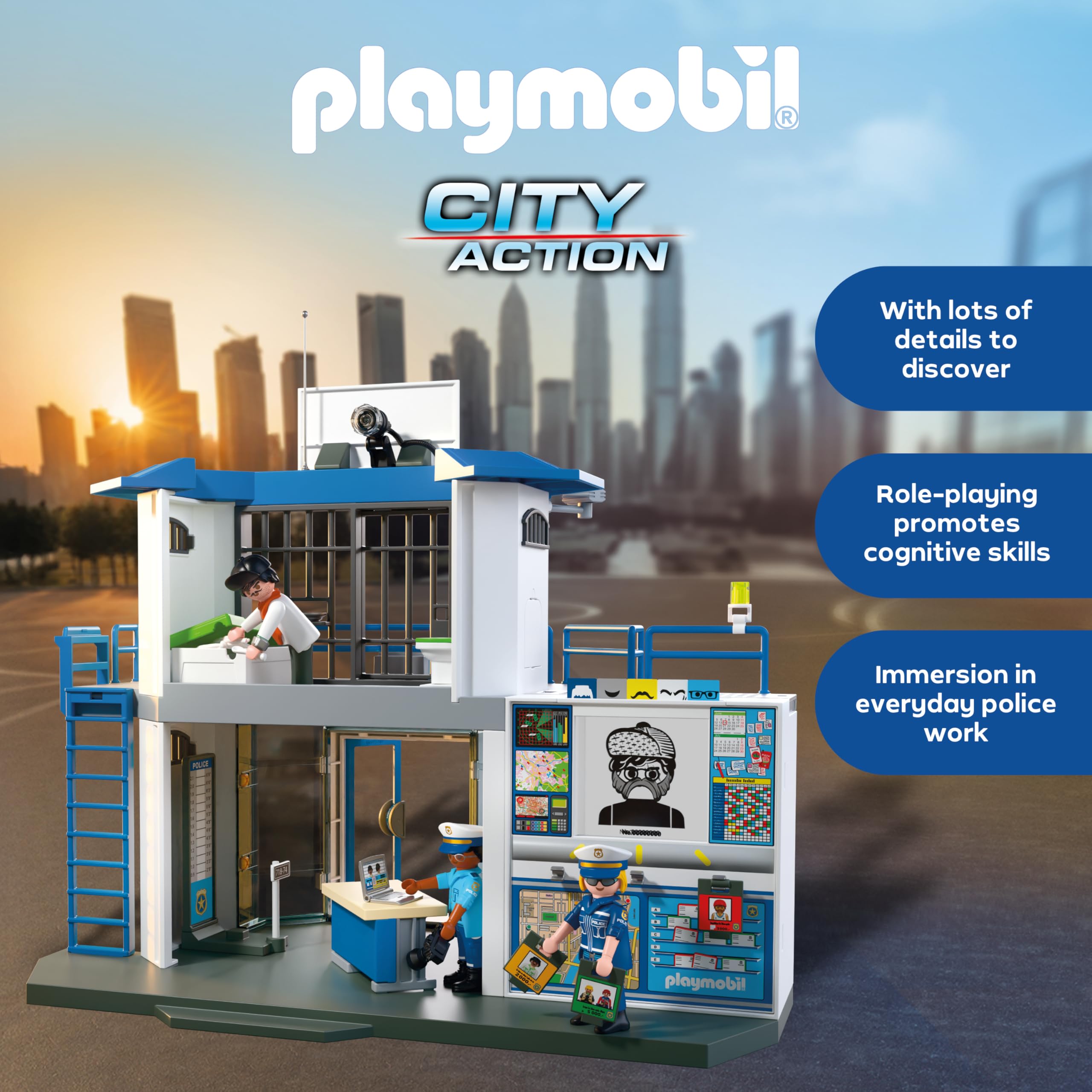 Playmobil Police Station with Investigation Room - Action Playset for Ages 4-10