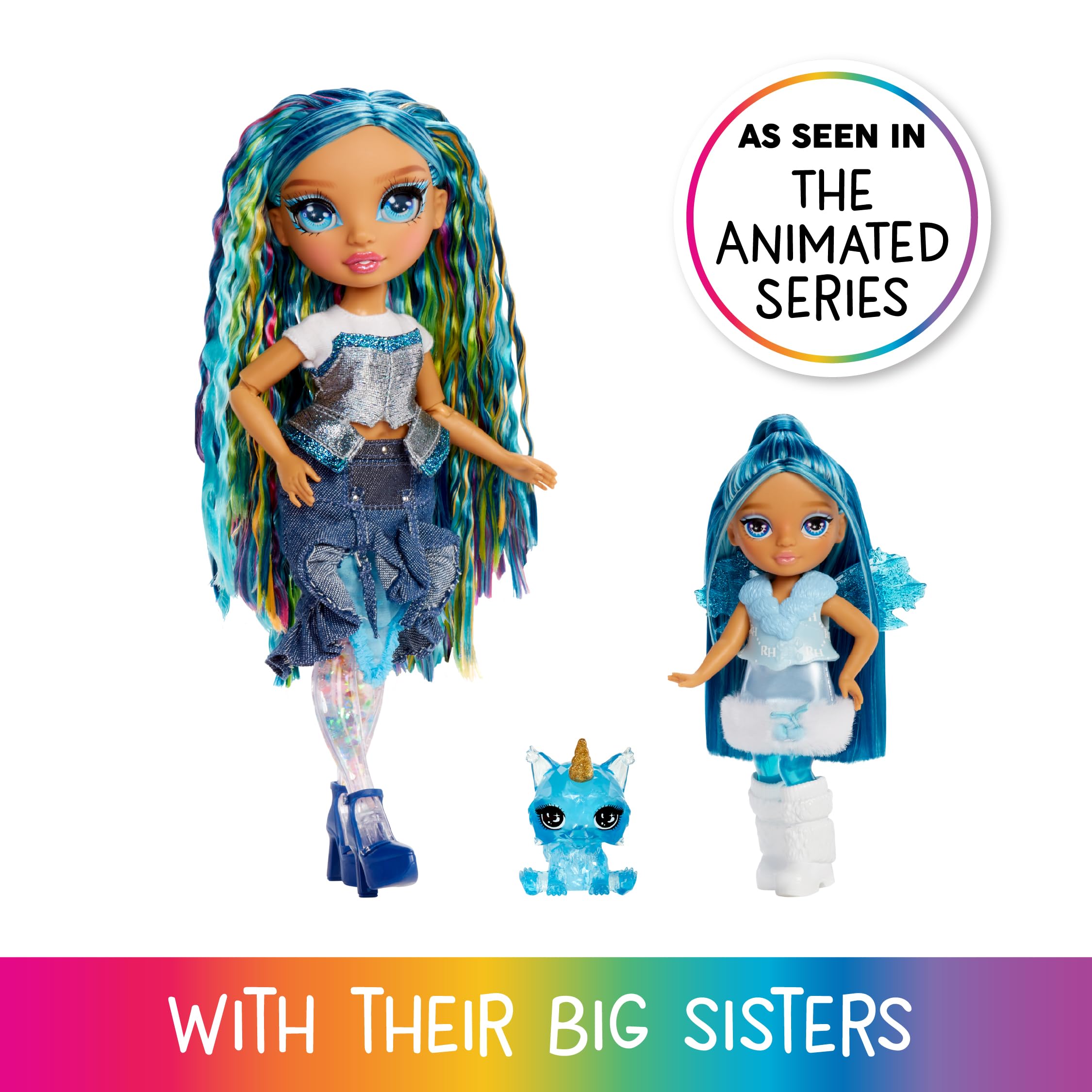 Rainbow High Littles Rainbow Fantasy Fairies & Pet - Sapphire Blue 14cm Posable Doll with Interchangeable Wings 4