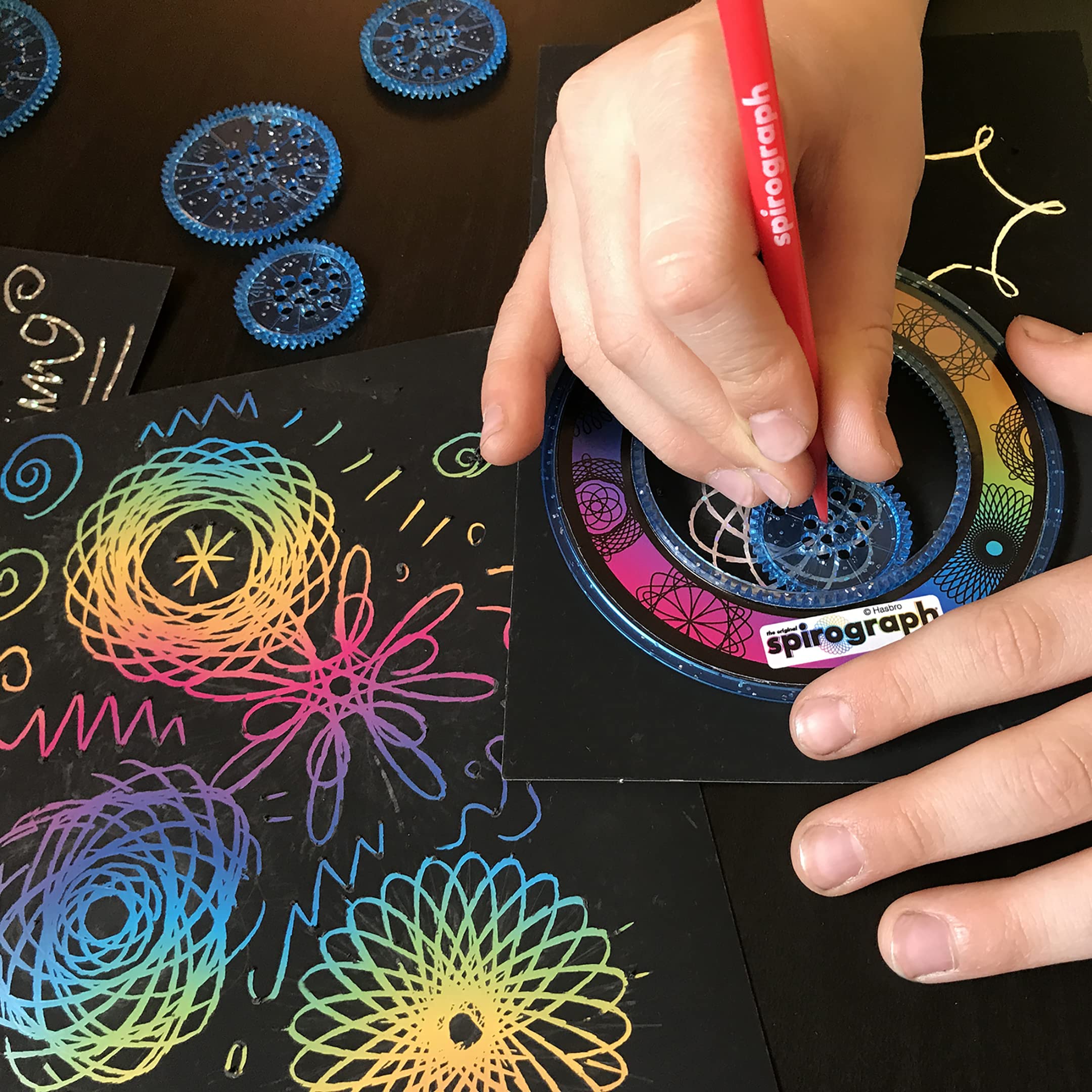 Spirograph Scratch & Shimmer - Glitter Precision Wheels & Rainbow Scratch Art Set 8