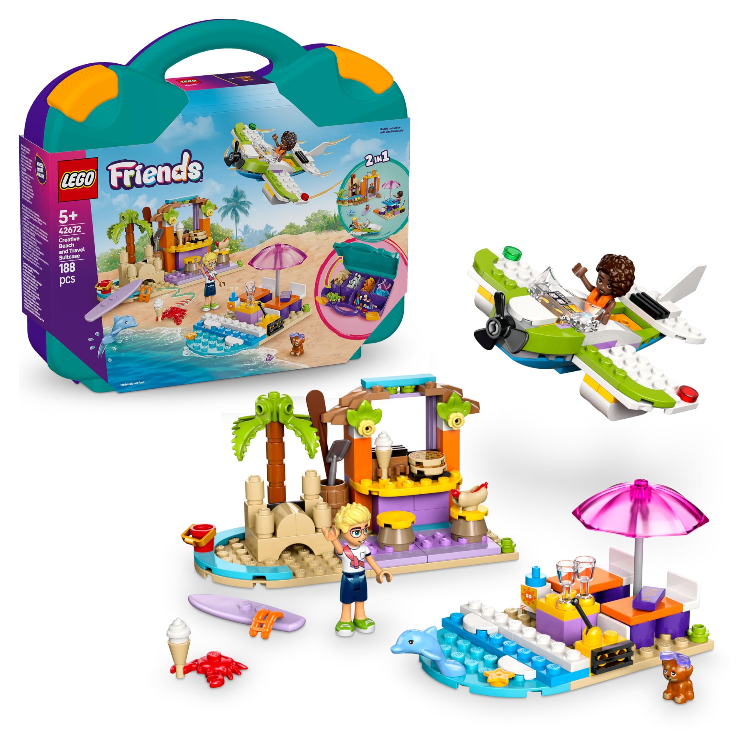 LEGO Friends 2in1 Creative Beach and Travel Suitcase Set - Buildable Playset for Kids 5+