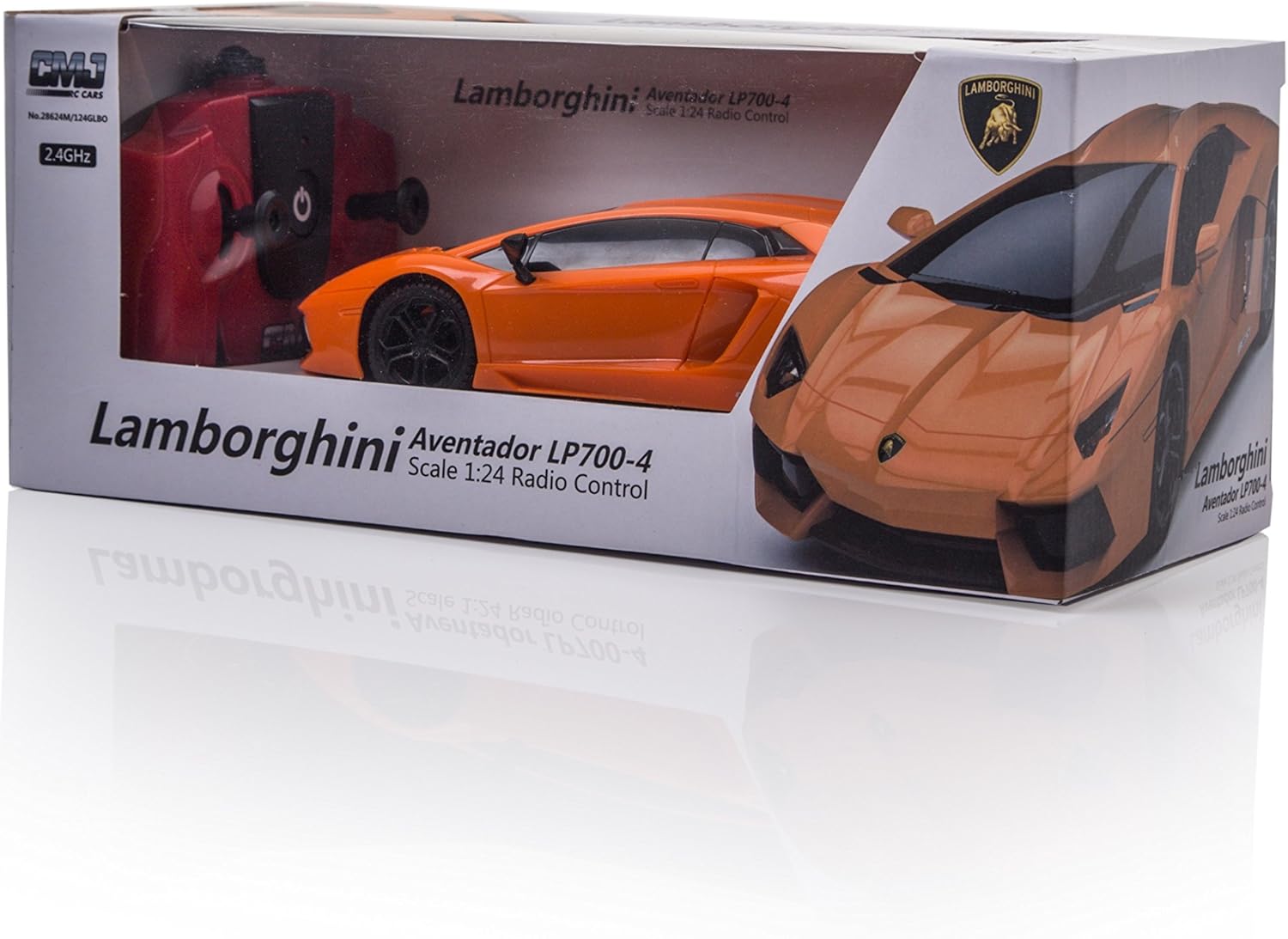 CMJ RC Cars Lamborghini Aventador LP700-4 1:24 Scale Remote Control Car with Working Lights (Orange) 7