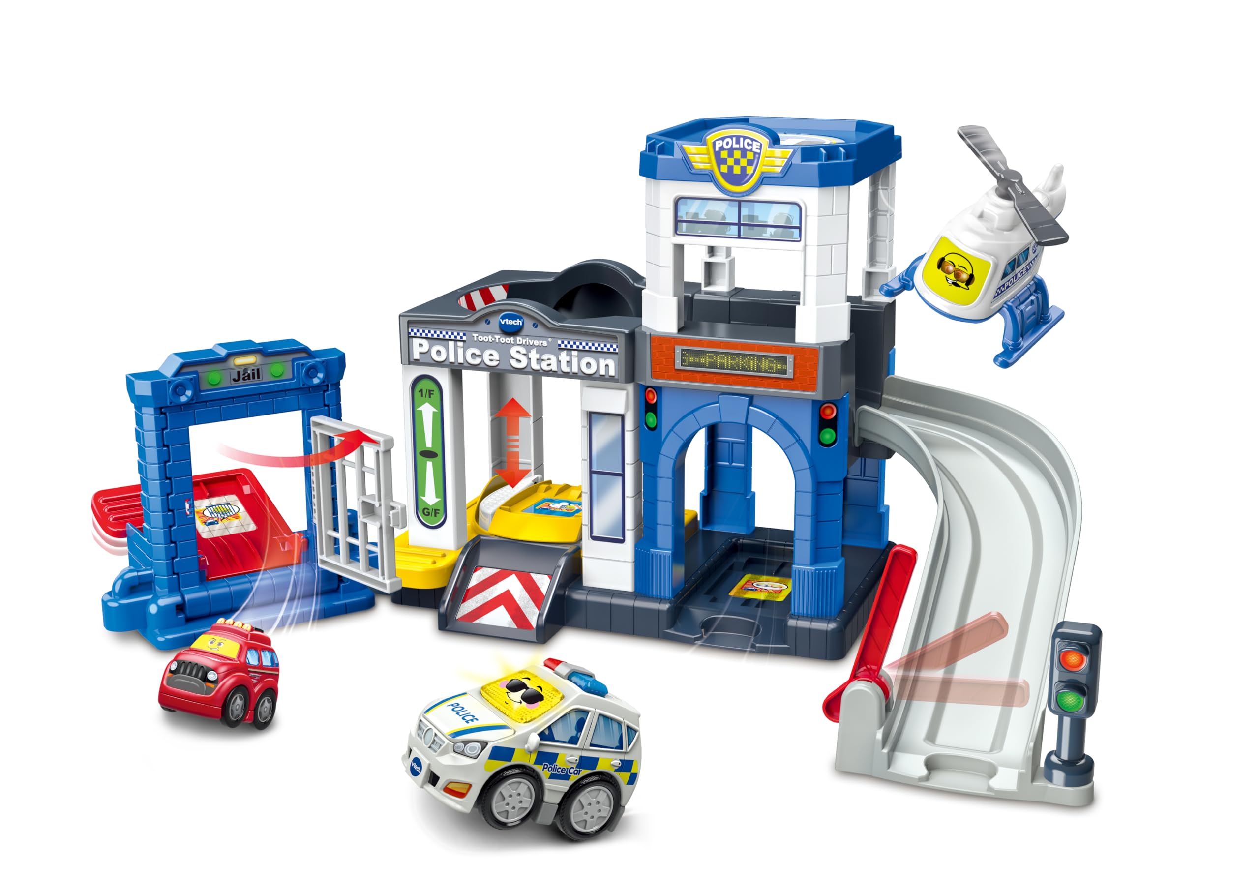 VTech Toot-Toot Drivers Police Station Playset with Police Car, Helicopter & Getaway Car | Ages 1-5 Years 1