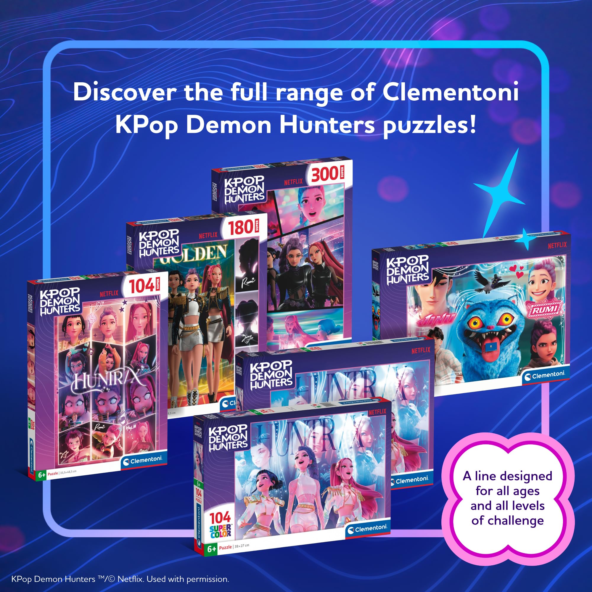 Clementoni KPOP Demon Hunters Super Puzzle - 104 Pieces | 48.5 x 33.5 cm Finished Size | Ages 6+ 7
