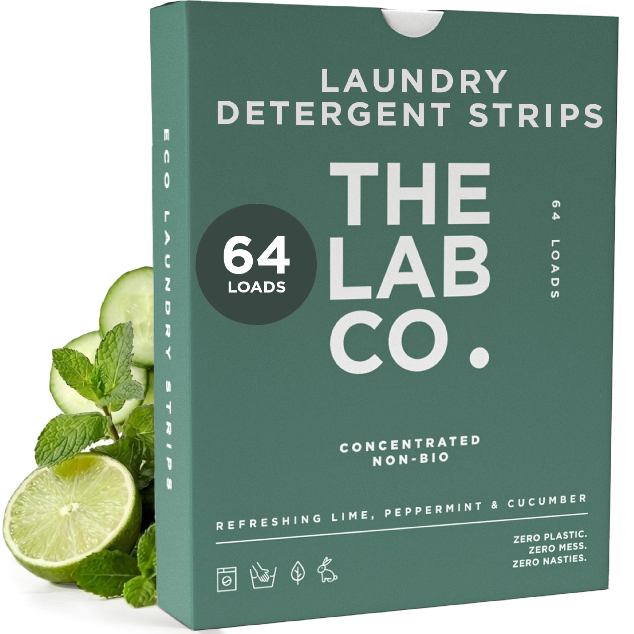 The Lab Co. Laundry Detergent Strips | Eco Ultra-Concentrate | Refreshing Scent | 64 Count