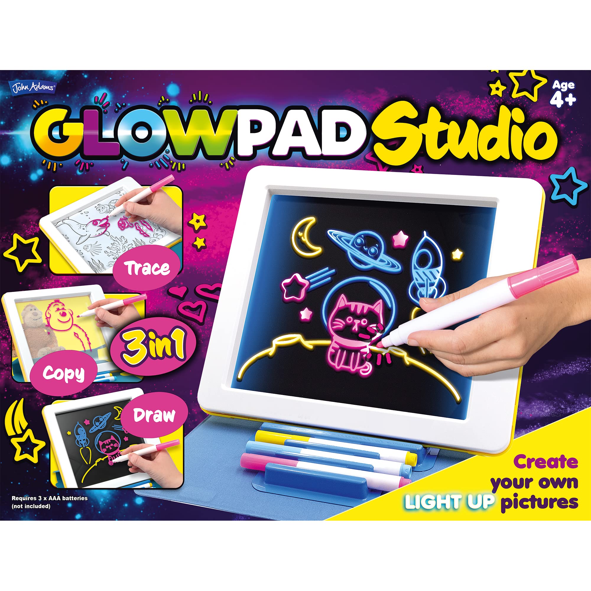 John Adams GLOWPAD 3-in-1 Studio - Light-Up Drawing & Tracing Pad for Kids 7