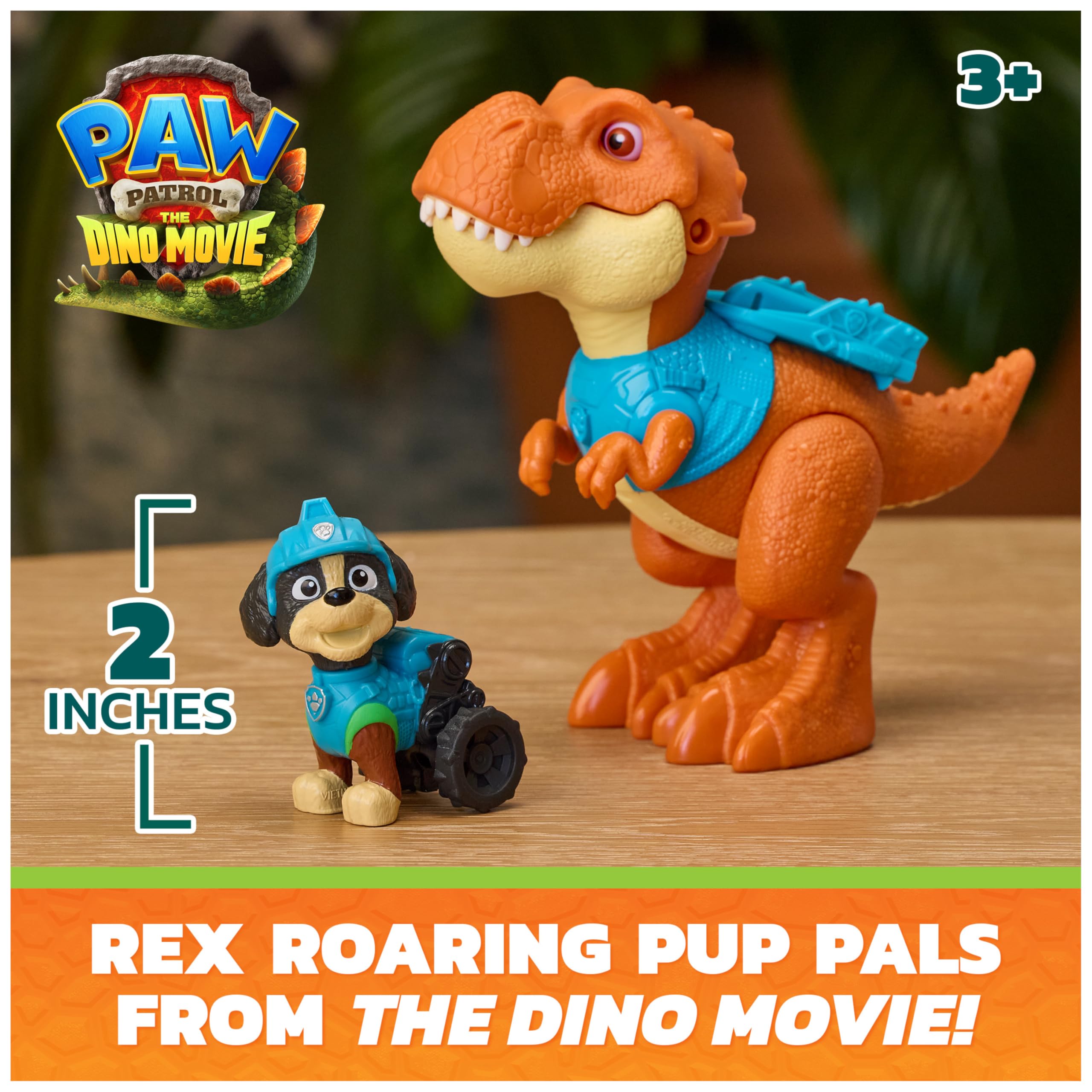 Paw Patrol Dino Movie Rex Roaring Pup Pals Figure Set with Articulated Timmy Dinosaur | Ages 3+