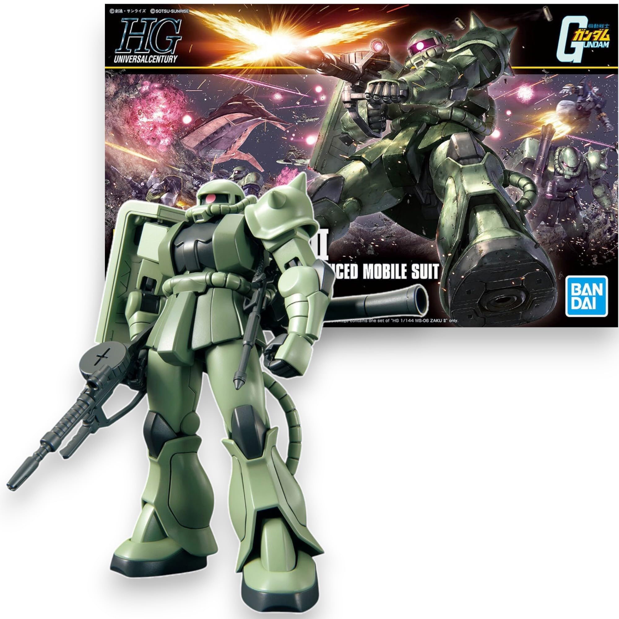 BANDAI SPIRITS HG Zaku II (Mobile Suit Gundam) - 1/144 Scale Model Kit | Snap-Fit Assembly | No Glue or Paint Required