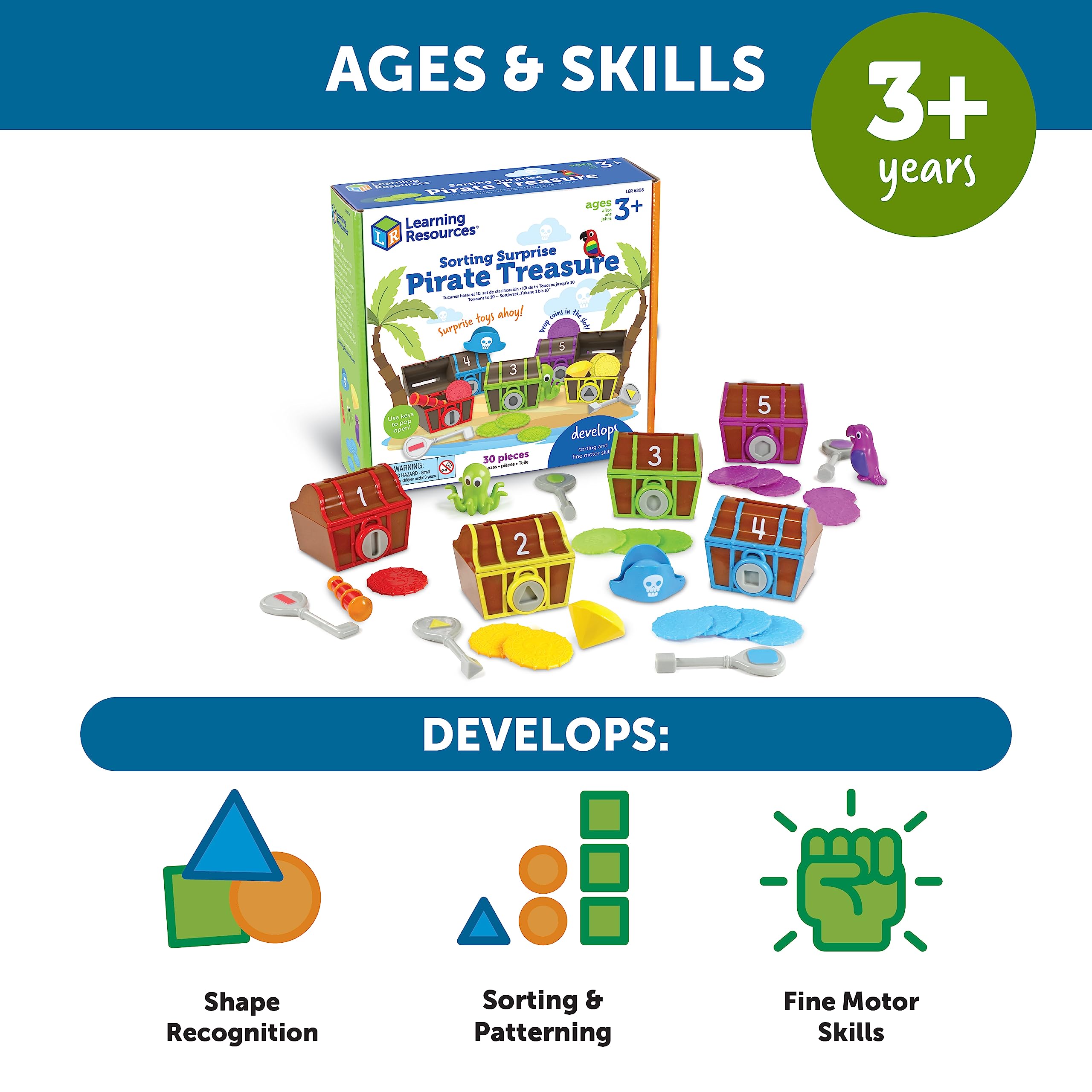 Learning Resources Sorting Surprise Pirate Treasure - Educational Playset for Ages 3+ 12