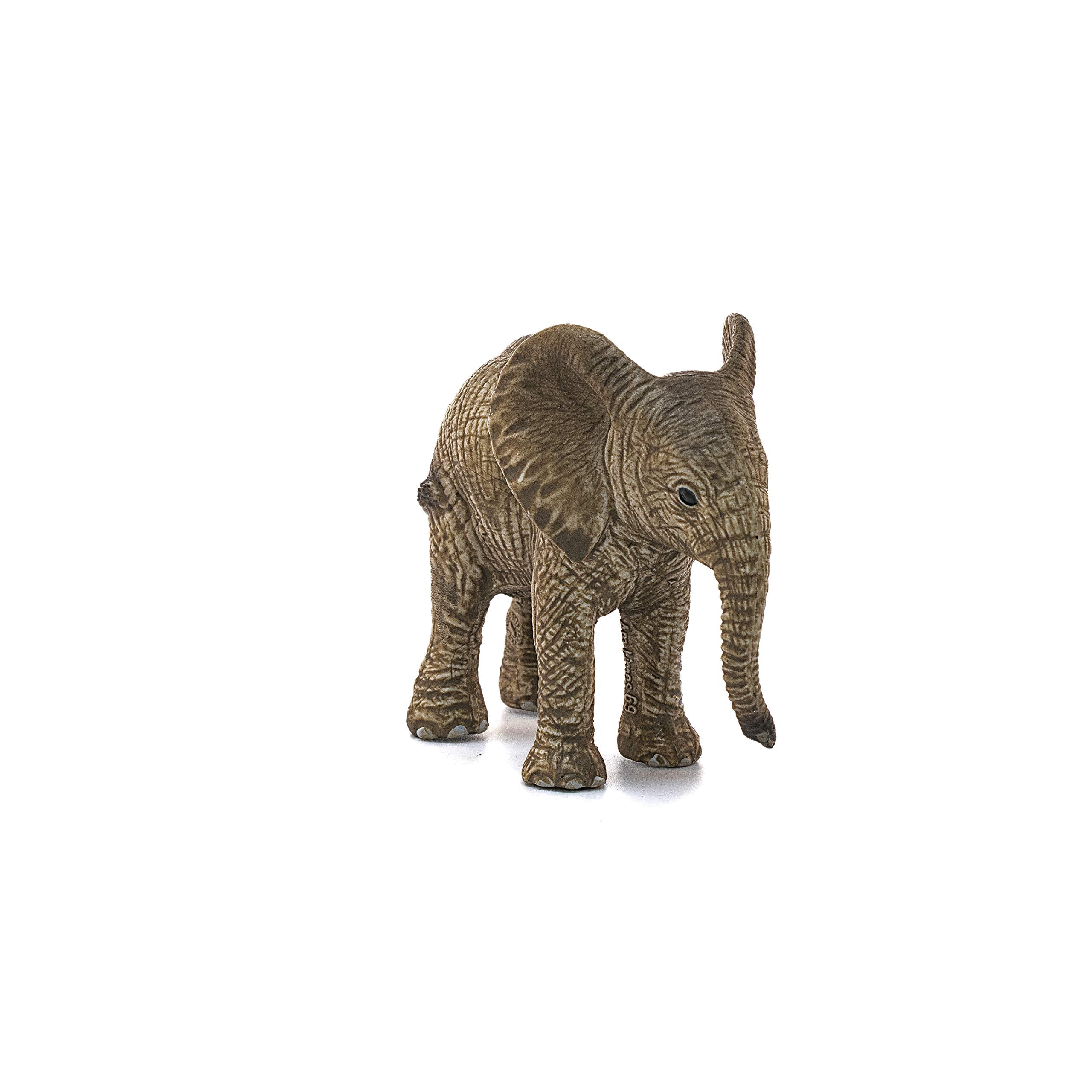 SCHLEICH African Baby Elephant Wildlife Figurine - Individually Hand-Painted Educational Toy for Kids 3