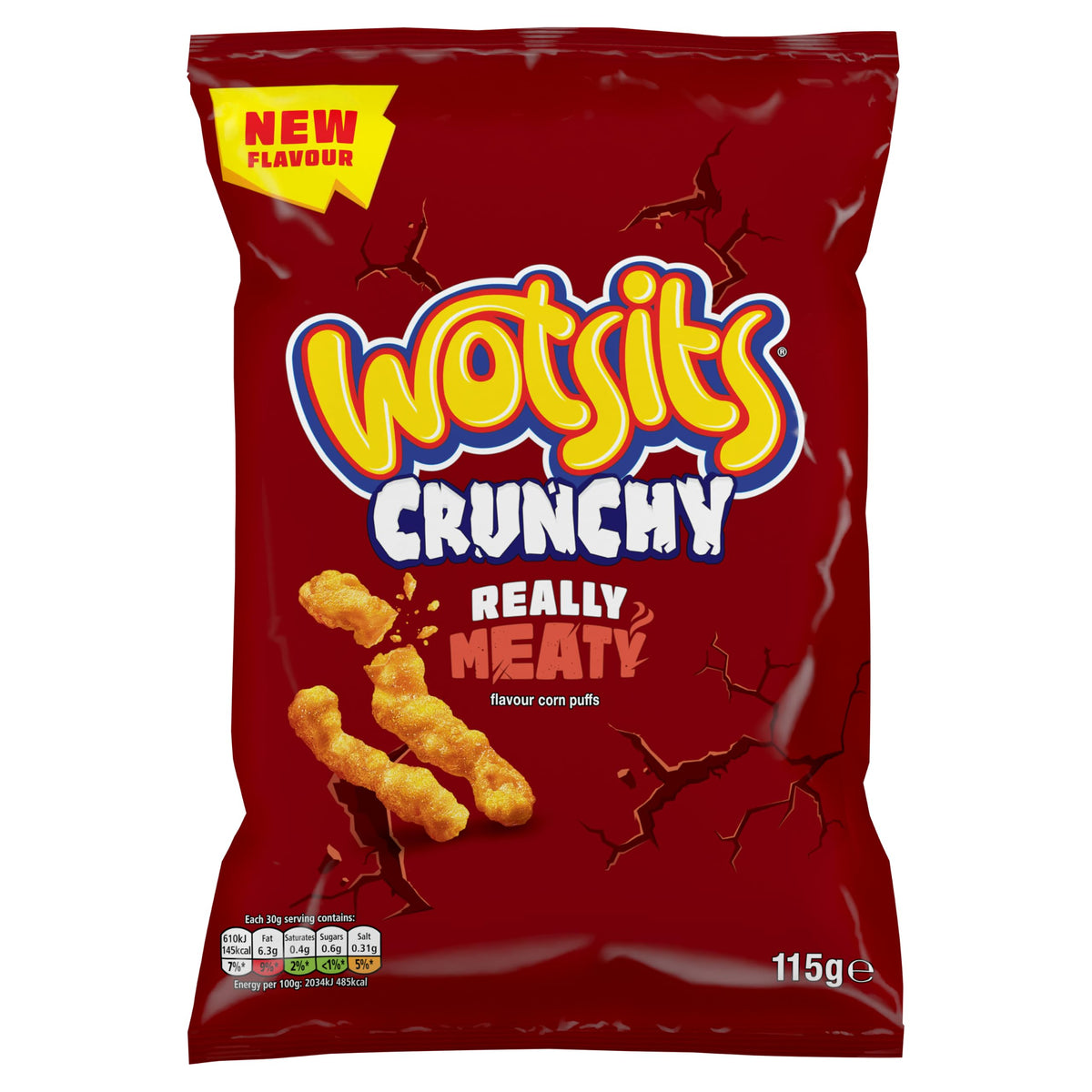 Walkers Wotsits Crunchy Really Meaty Crisps - 45g Bag | No Artificial Colours | Suitable for Vegetarians