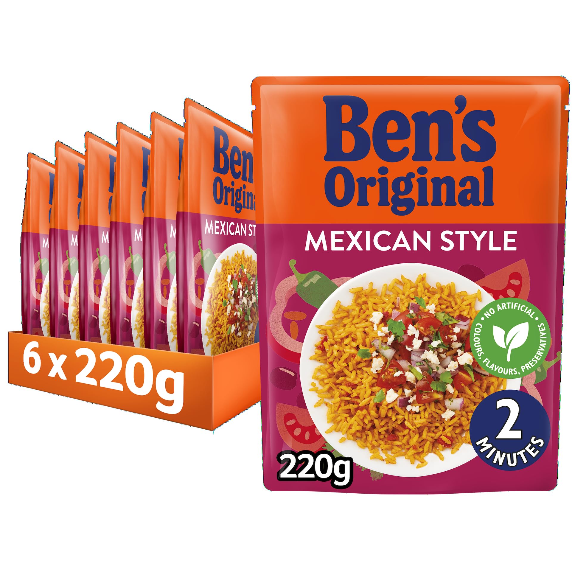 Ben's Original Mexican Style Microwave Rice, 6 x 220g Pouches