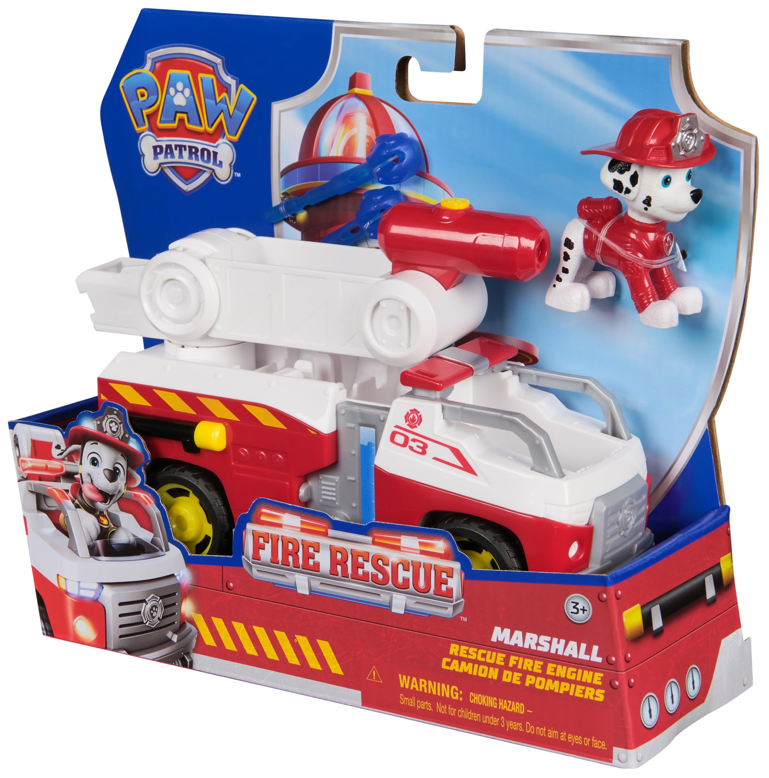 Paw Patrol Marshall Rescue Feuerwehrauto mit Actionfigur und Projektilwerfer – Feuerwehrauto-Spielzeug für Kinder ab 3 Jahren 8