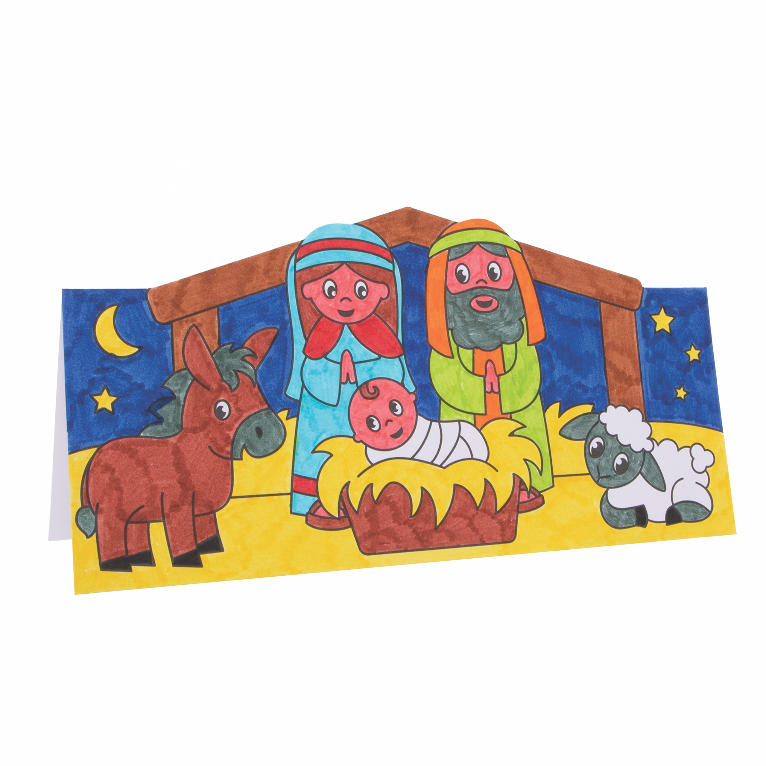 Baker Ross FC270 Nativity Colour In Pop Up Cards - Pack of 10 Christmas Craft Kit 3