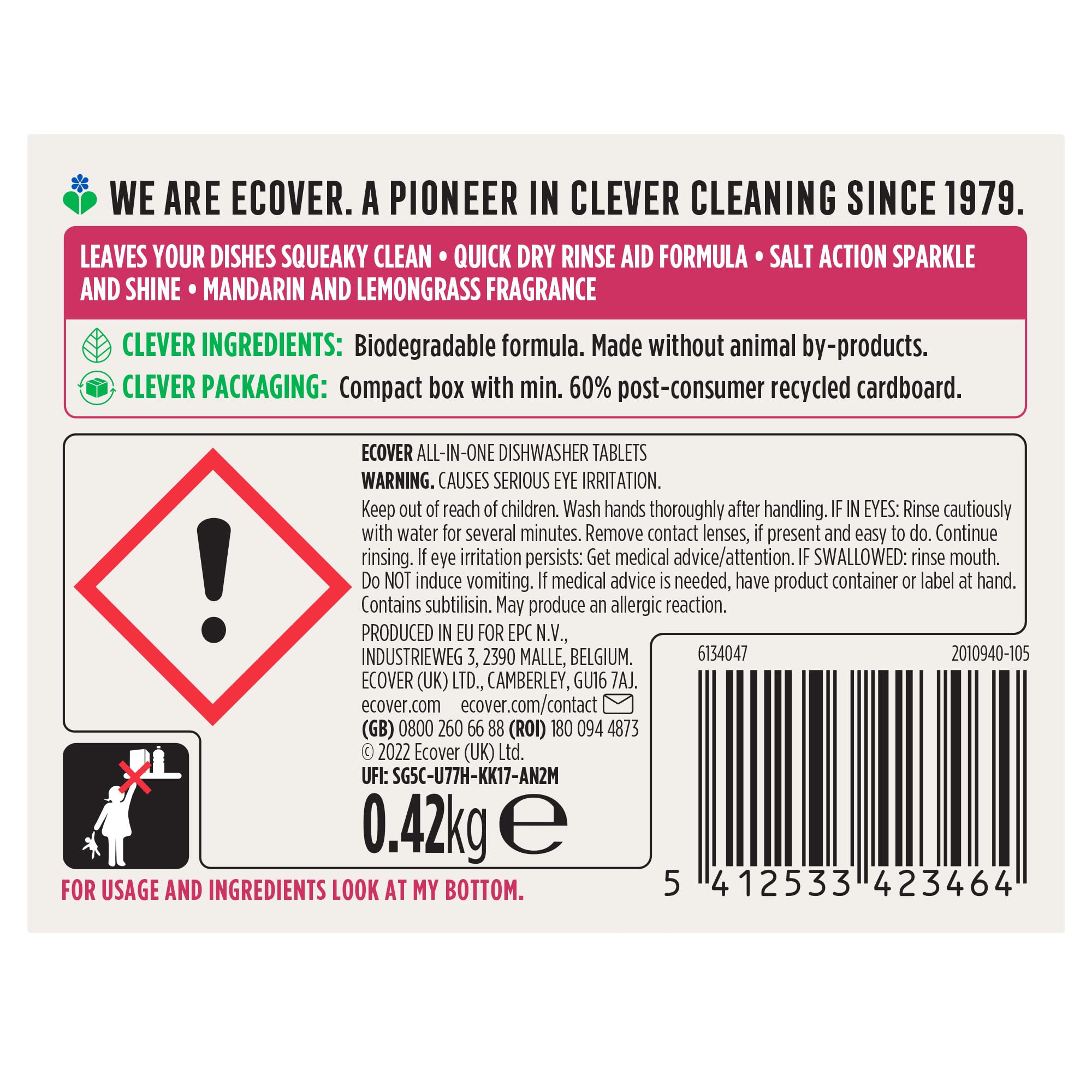 Ecover All-in-One Geschirrspültabs mit Salz &amp; Klarspüler (24 Tabs) 8