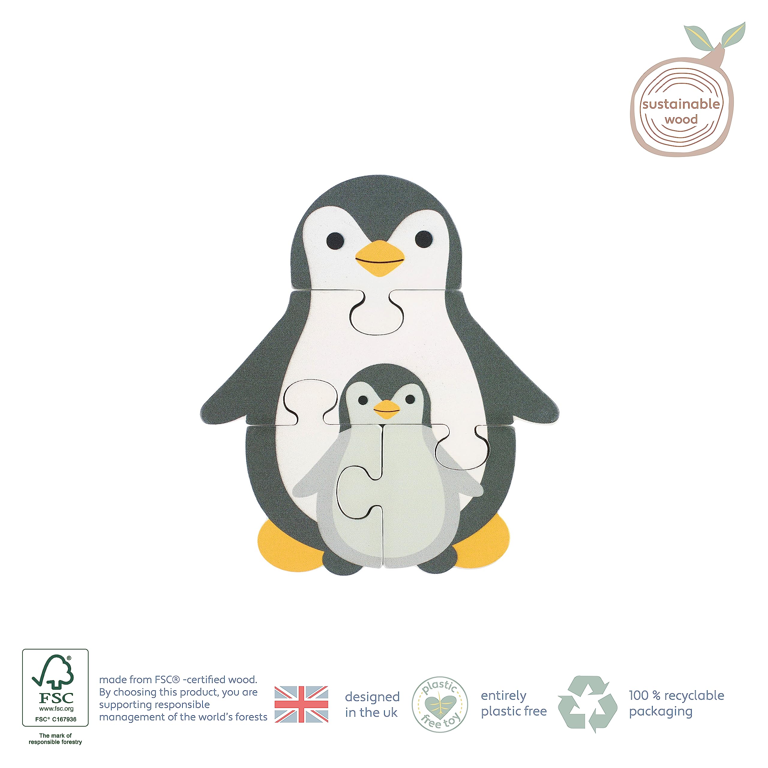Penguin Mini Wooden Puzzle - Educational Jigsaw for Toddlers 12 Months+ 3