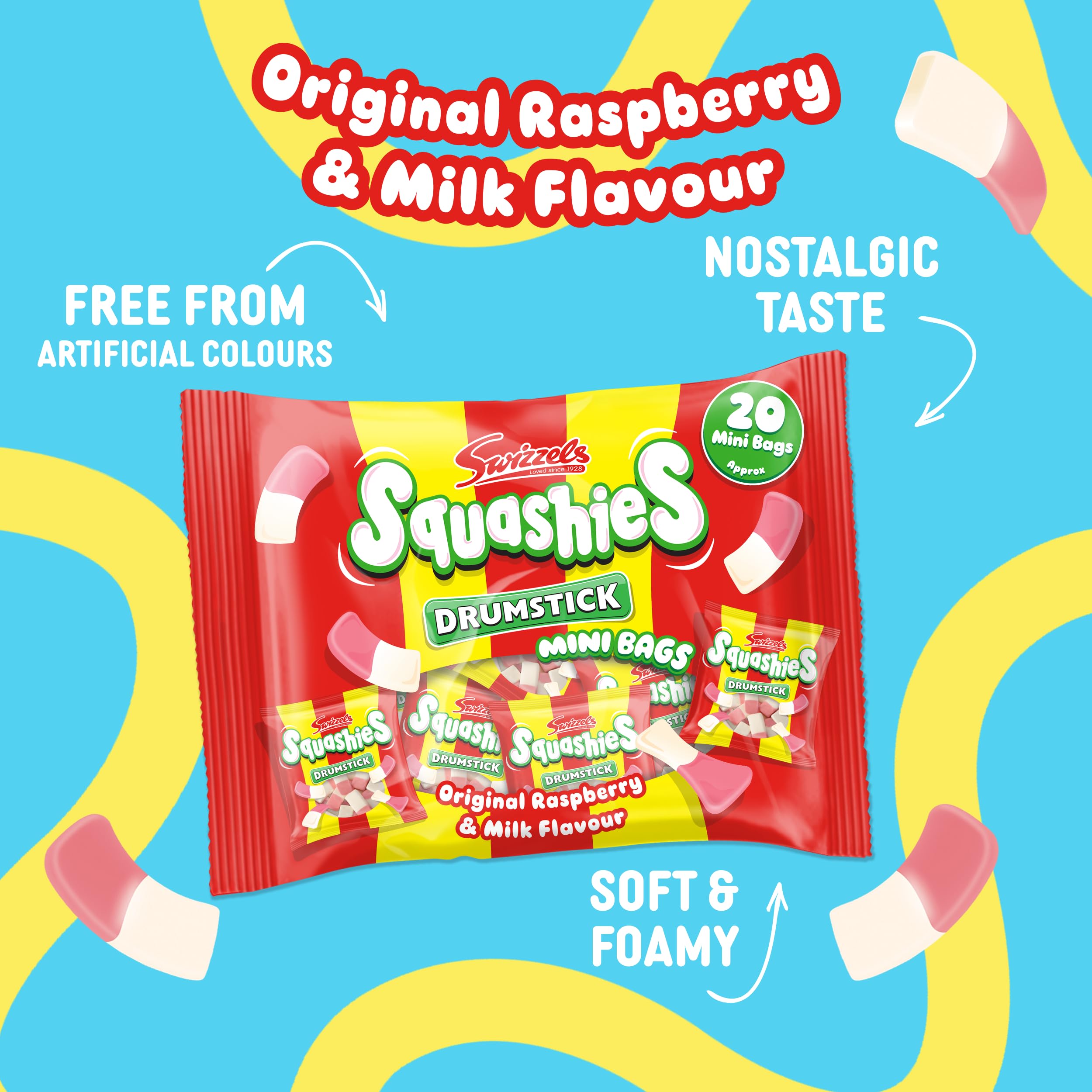 Swizzels Drumstick Squashiest Mini Bags, 280g Multipack 3