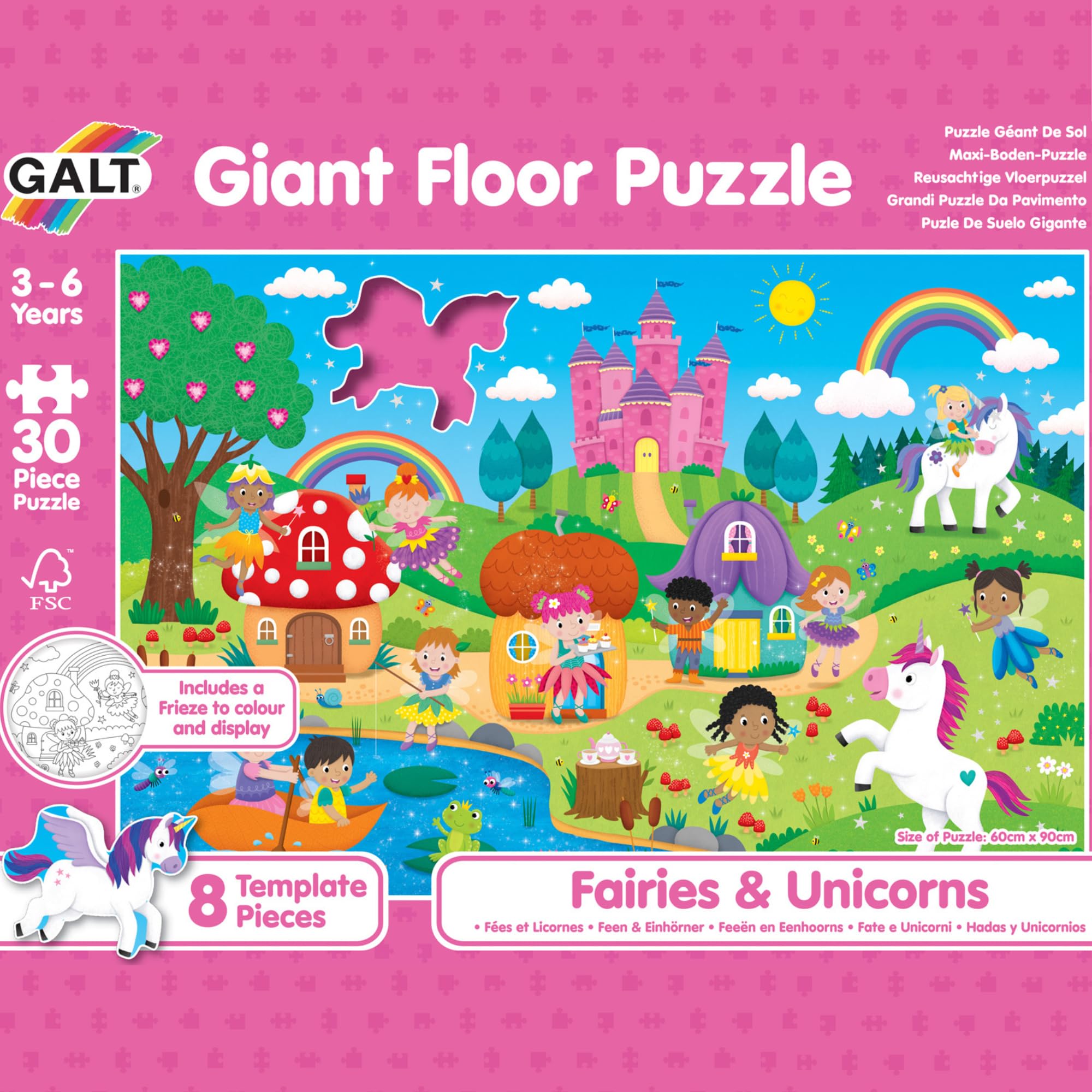 Galt Giant Floor Jigsaw Puzzle Fairies and Unicorns - 30-Piece Educational Puzzle for Kids Ages 3-6 3