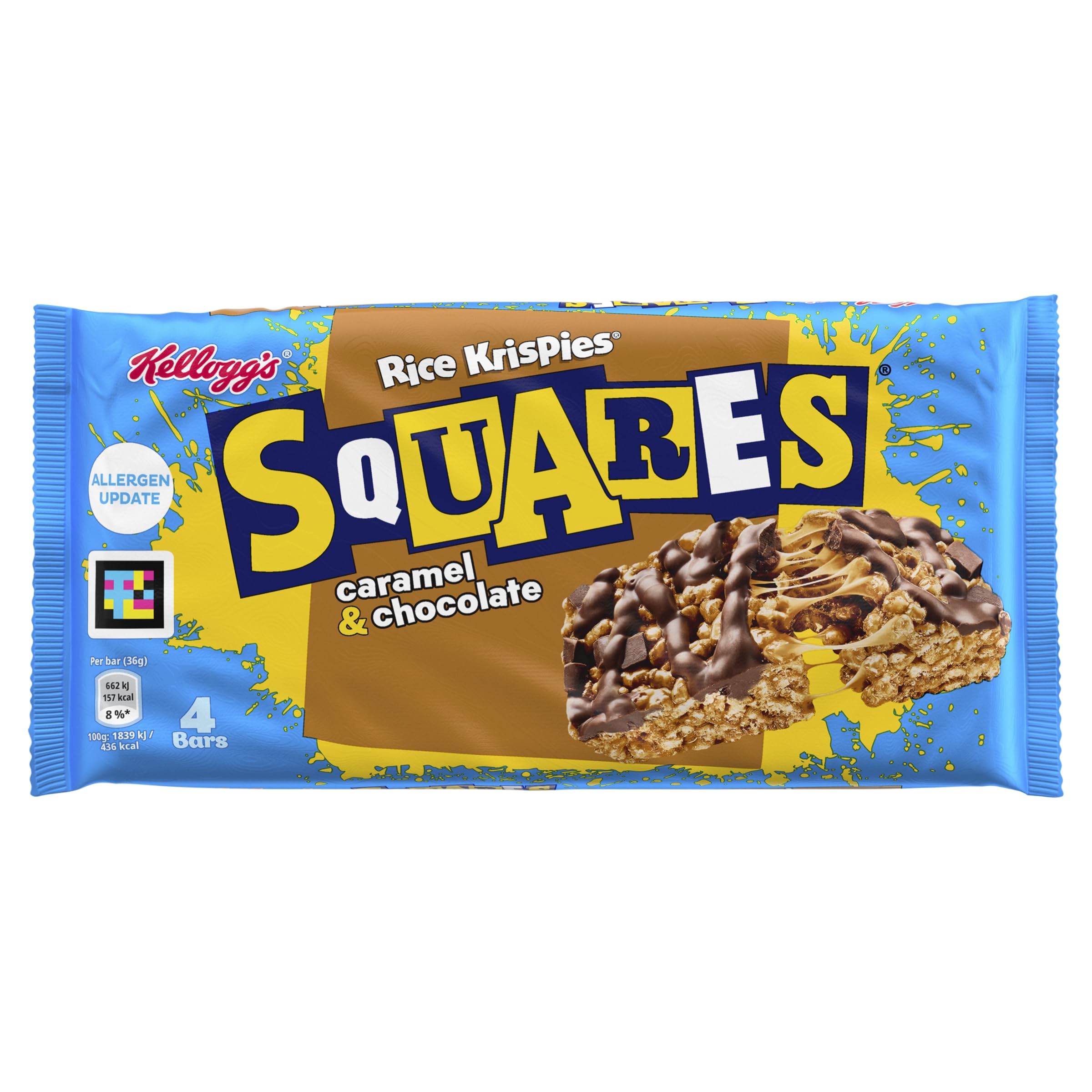 Rice Krispies Squares Caramel Chocolate Cereal Bars - 4 x 36g