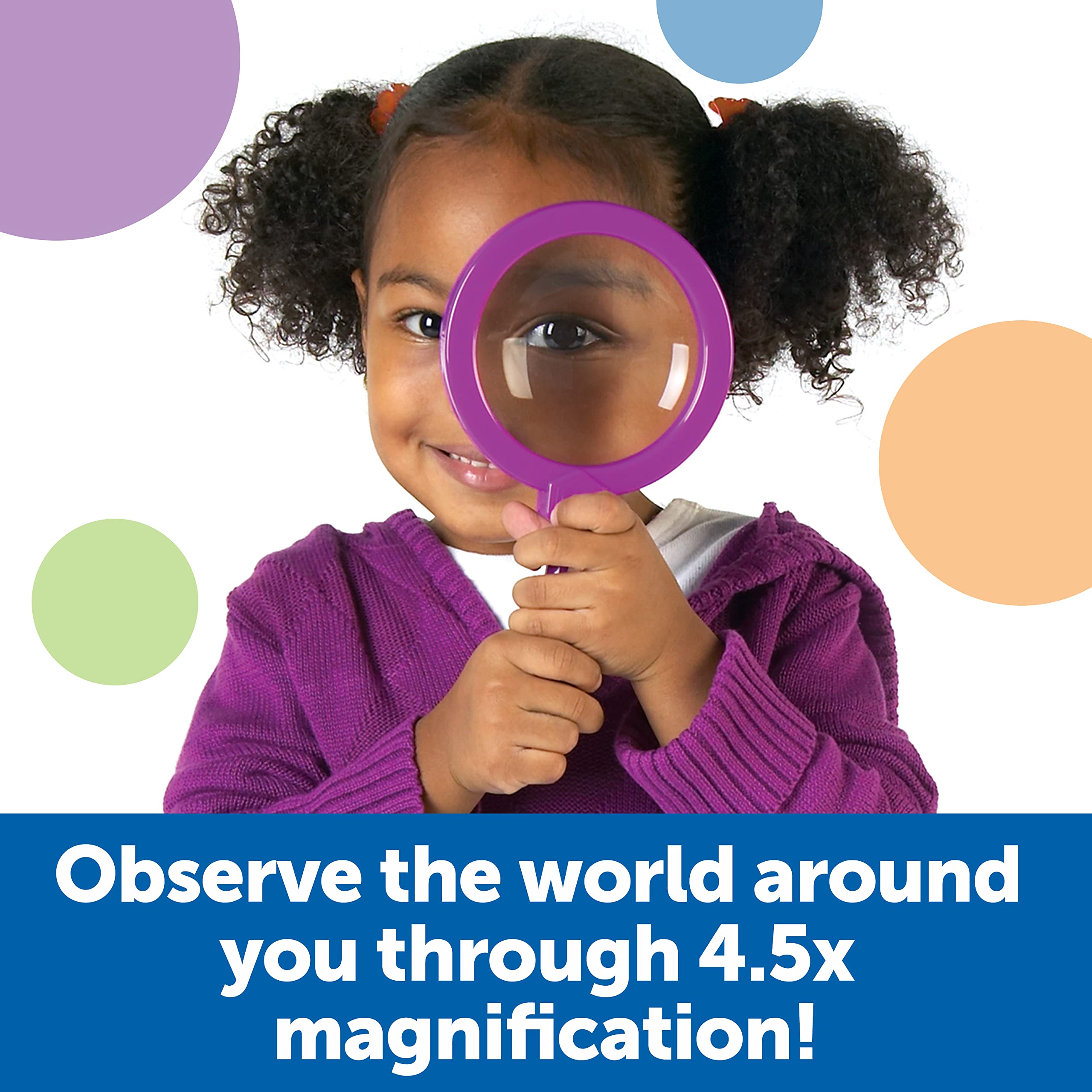 Learning Resources Jumbo Magnifiers - 4.5x Magnification, Set of 6 | Ages 3-7 3