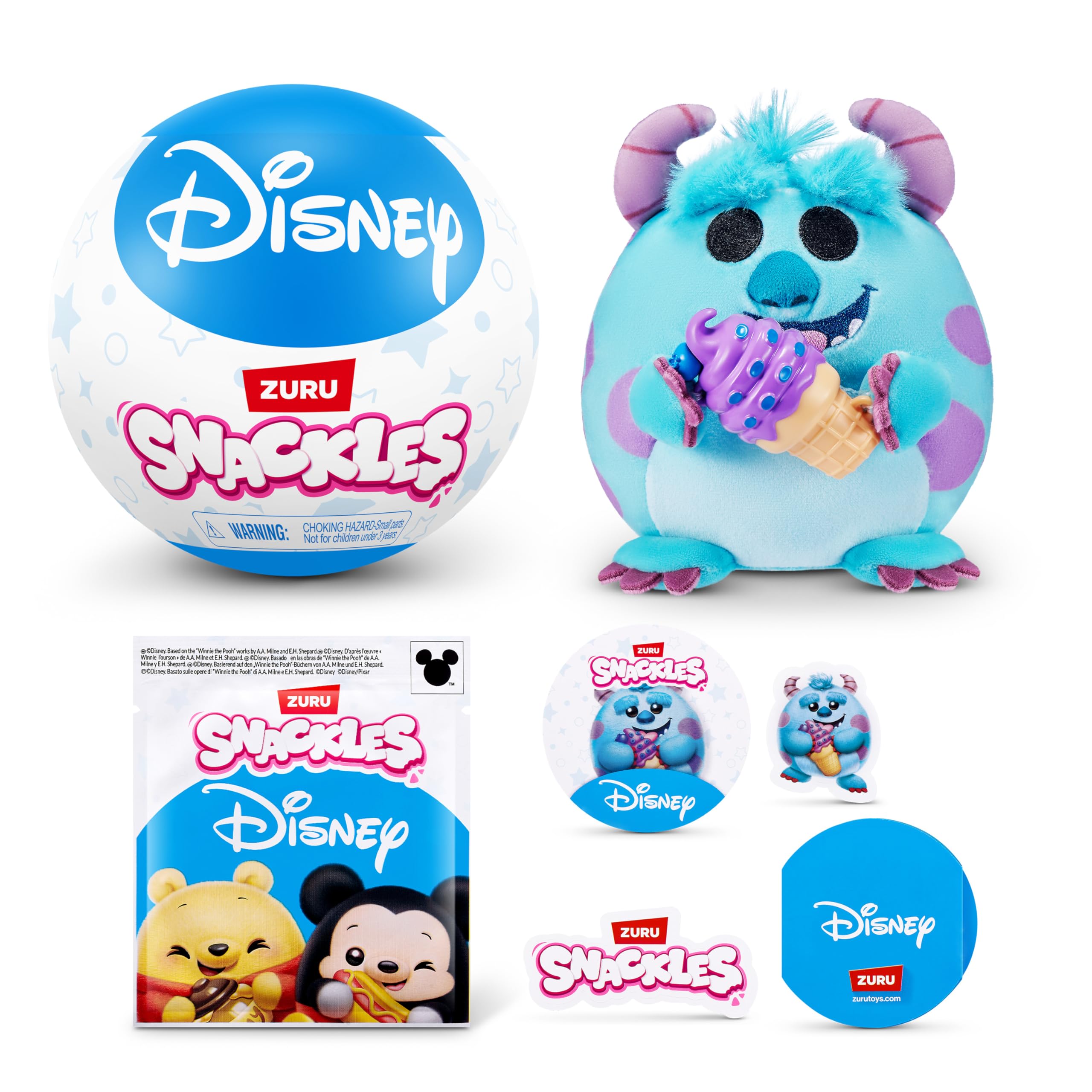 Snackles Disney Mickey Mouse 5-inch Plush by ZURU | Super-Soft Polyester | Includes Collector's Guide & Sticker