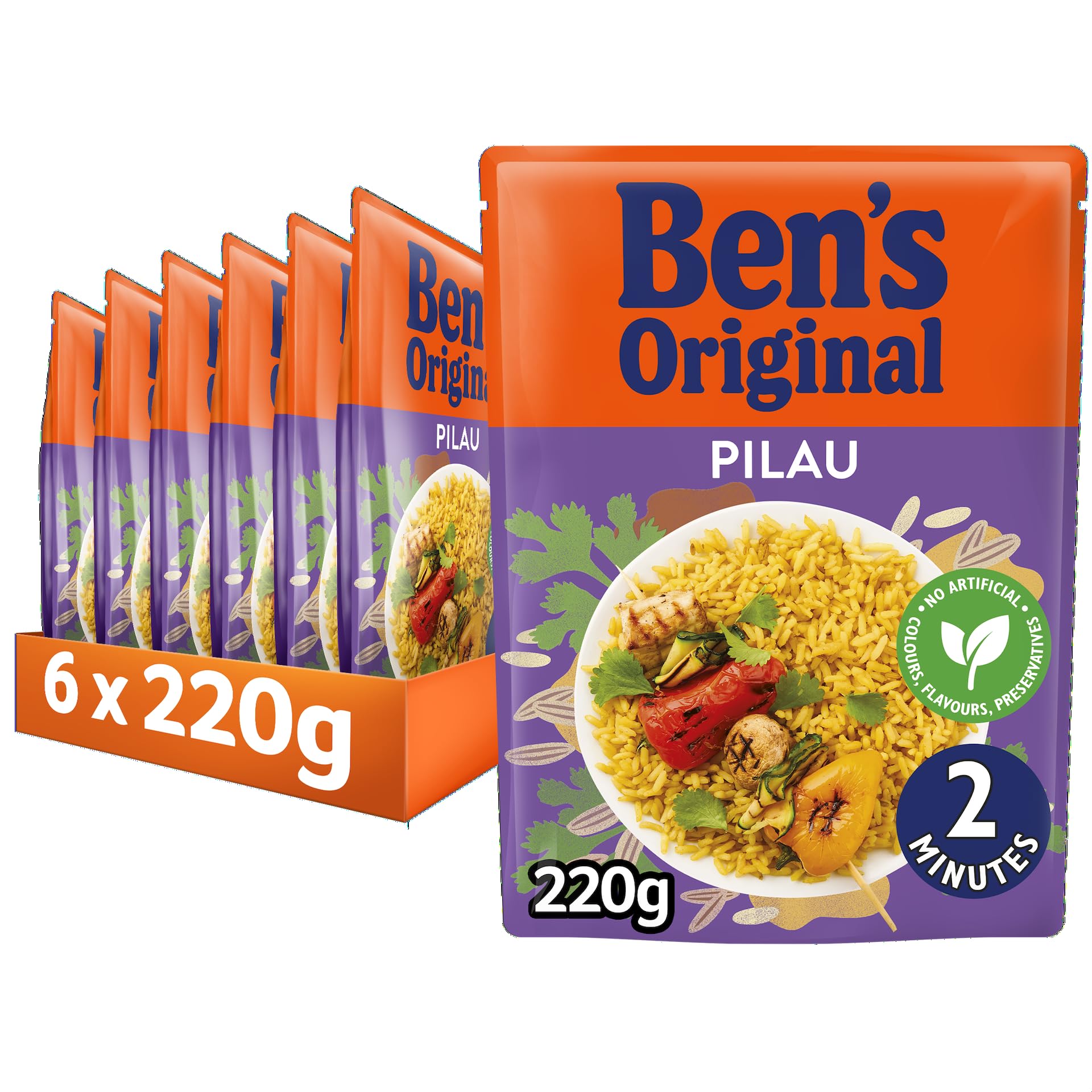Ben's Original Pilau Microwave Rice, Bulk Multipack 6 x 220g Pouches
