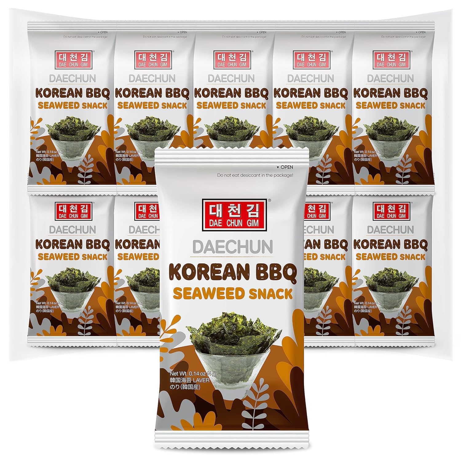 Choi Korean BBQ Seaweed Snacks - Daechun (Pack of 20) - Keto, Gluten Free, Roasted Seaweed Sheets