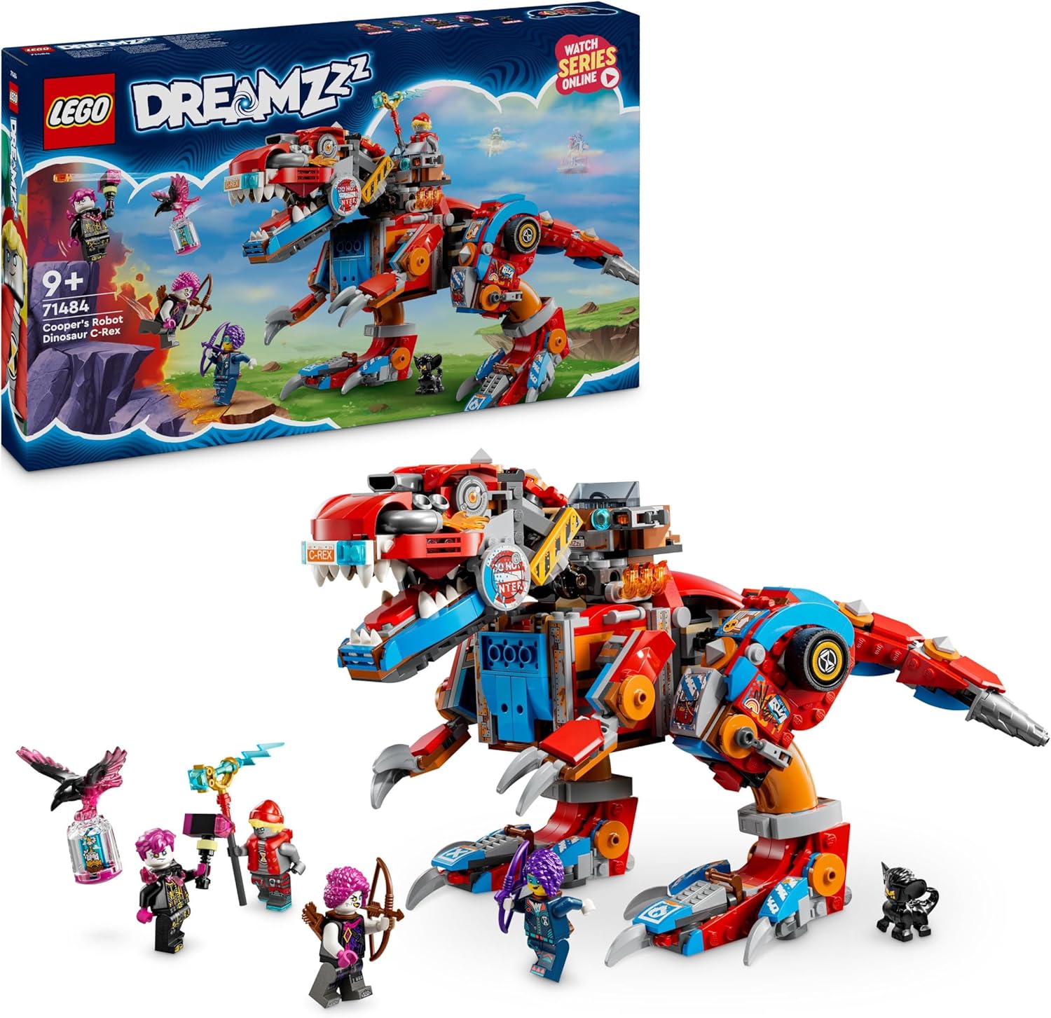 LEGO DREAMZzz Cooper’s Robot Dinosaur C-Rex - Rebuildable T. rex & Pterodactyl Building Set for Ages 9+