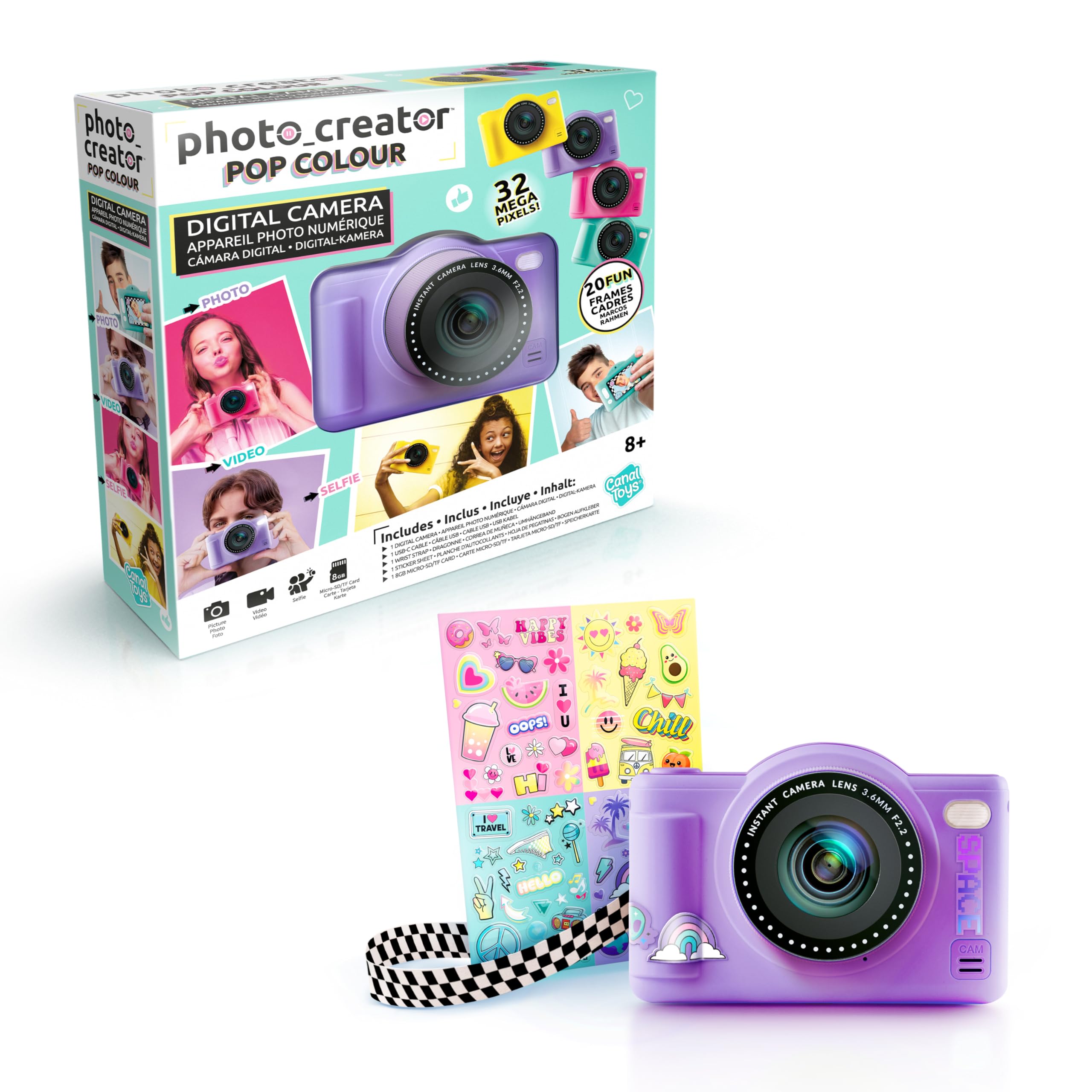 Photo Creator Pop Colour Digital Camera - 32MP Kids Camera with Flash & Selfie Lens