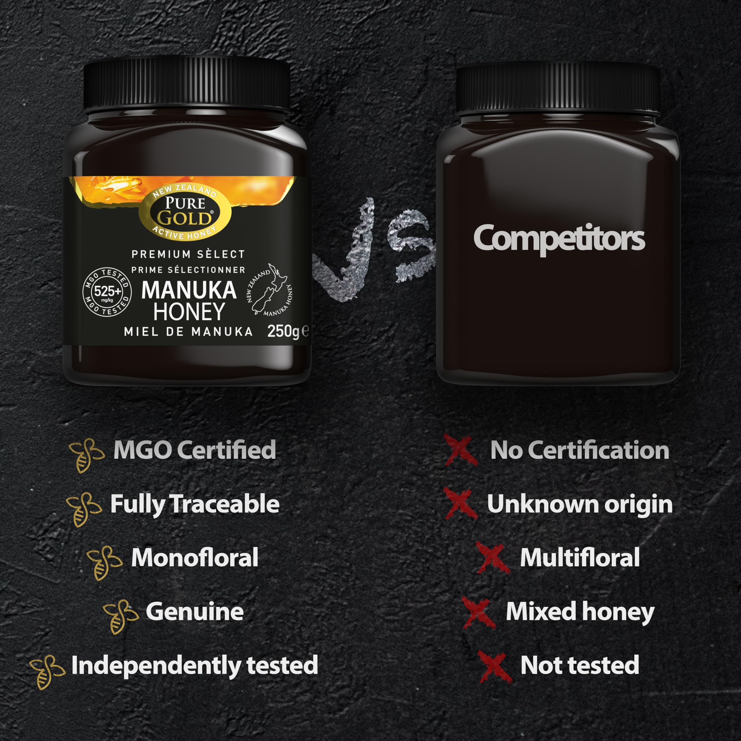 Pure Gold Manuka Honey 525+ MGO Certified - 250g - Raw & Unpasteurised - New Zealand 5