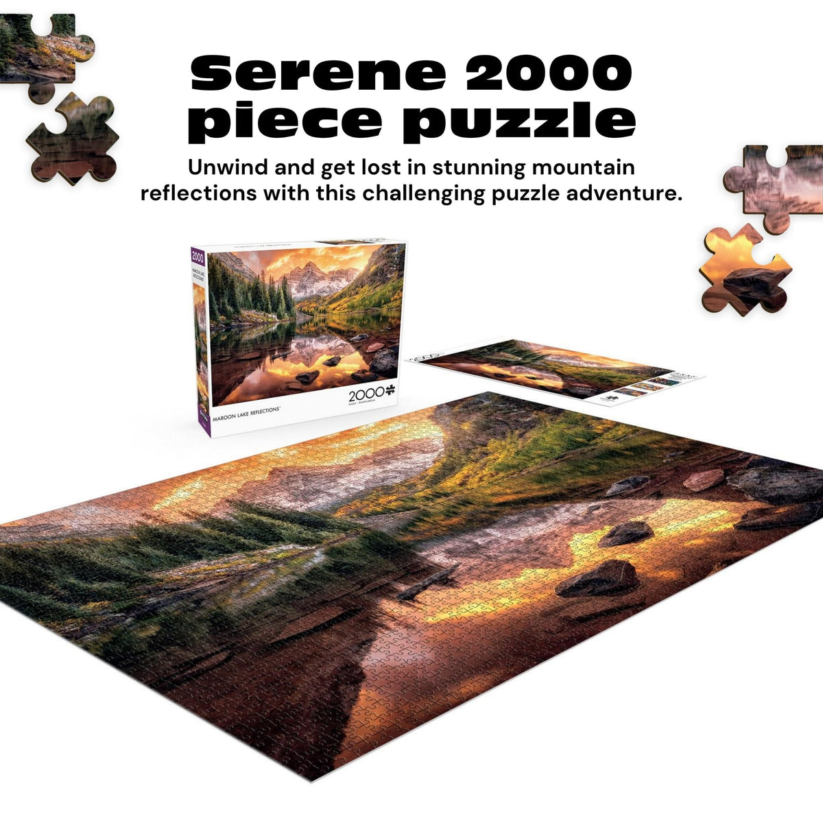 Buffalo Games Maroon Lake Reflection 2000 Piece Jigsaw Puzzle - Age 14+