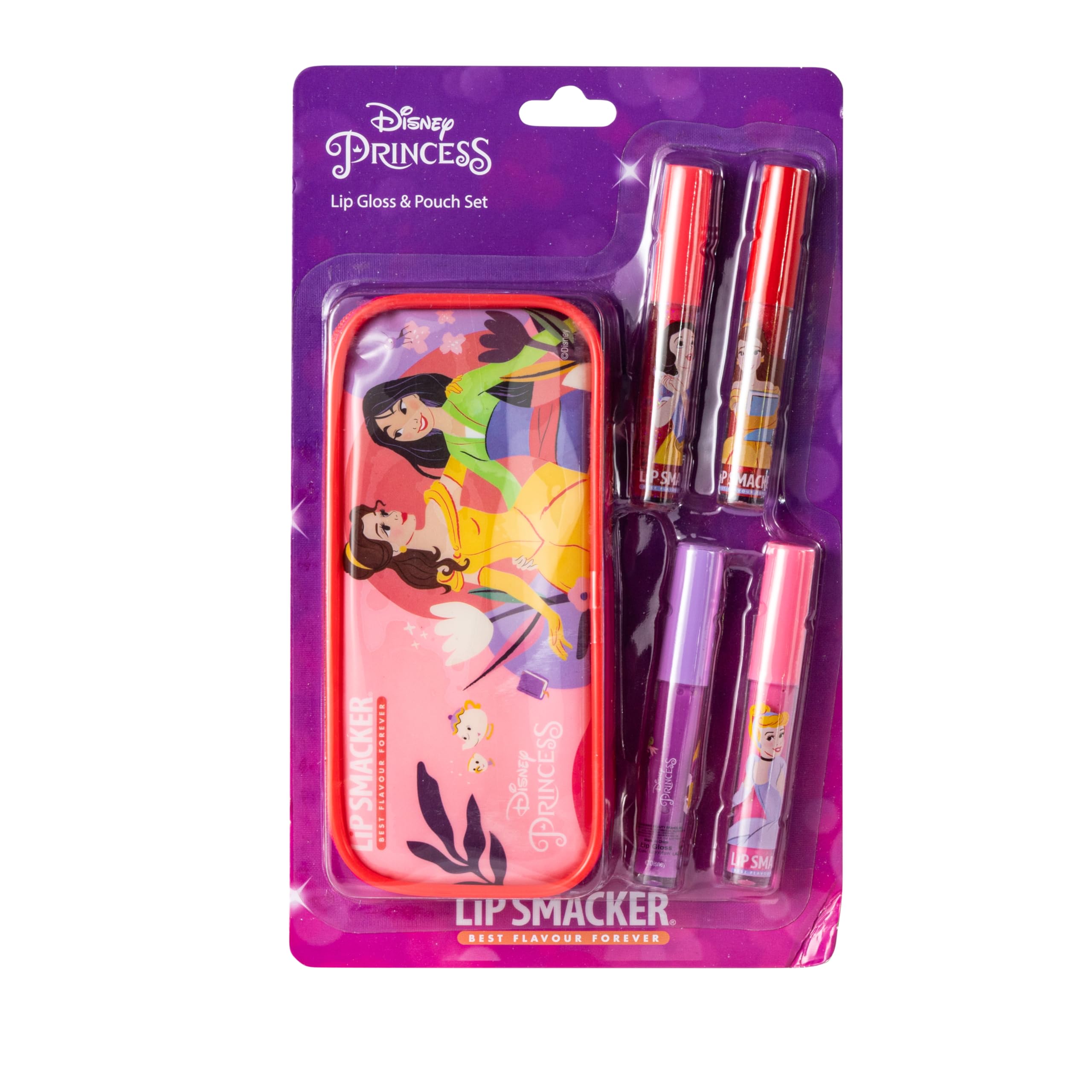 Lip Smacker Disney Princess Lip Gloss Set with 4 Colors and Zipper Pouch | Moisturizing
