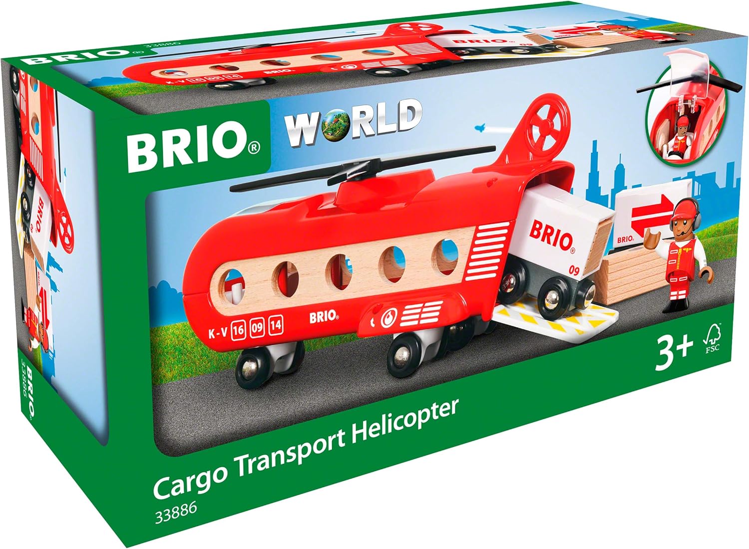 BRIO World Airport Cargo Transport Helicopter Playset with Magnetic Couplings for Ages 3+ 12