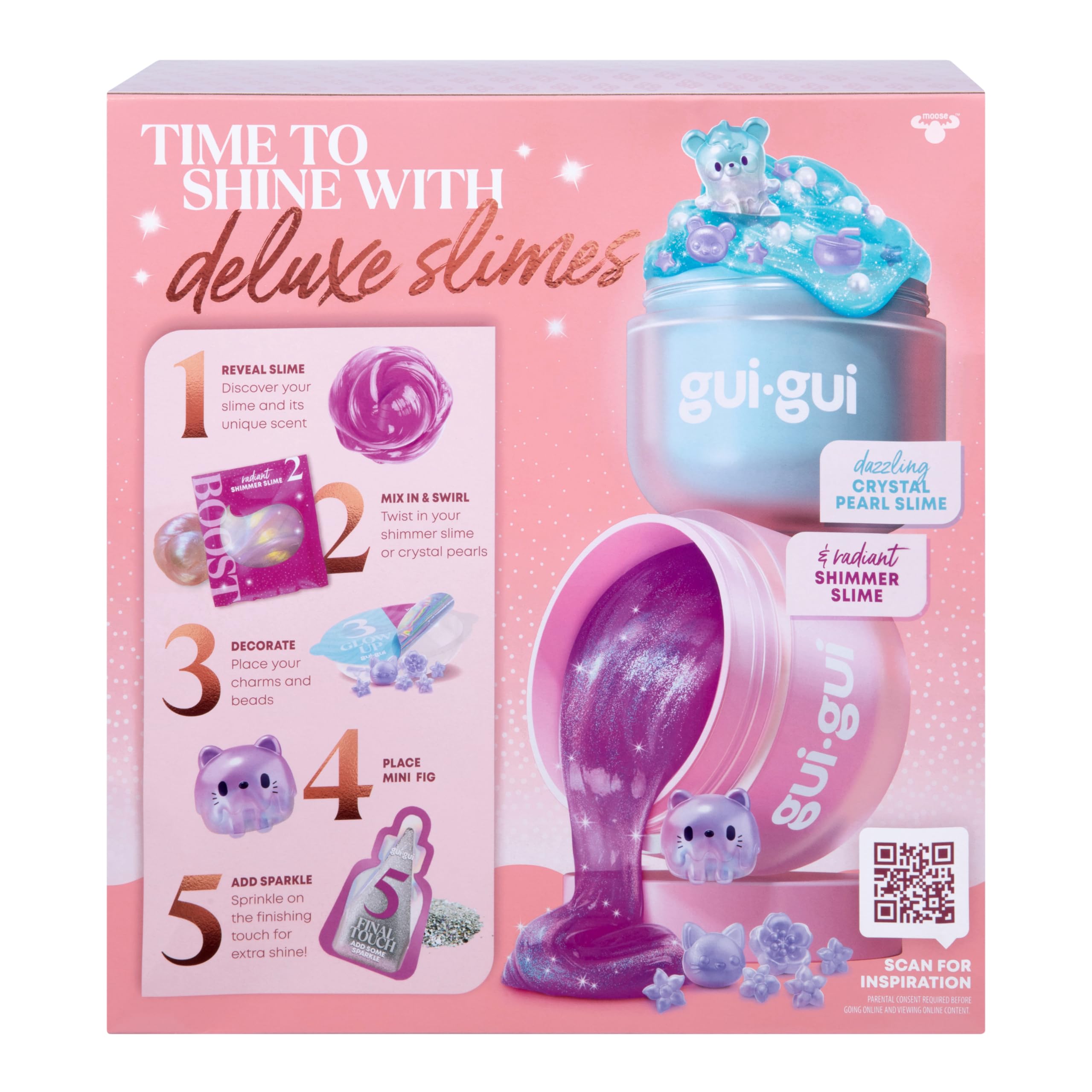 Gui Gui Shimmer Deluxe Duo Pack - 2 Iridescent Slimes with Pearl Beads & Glow-Up Sachets 7