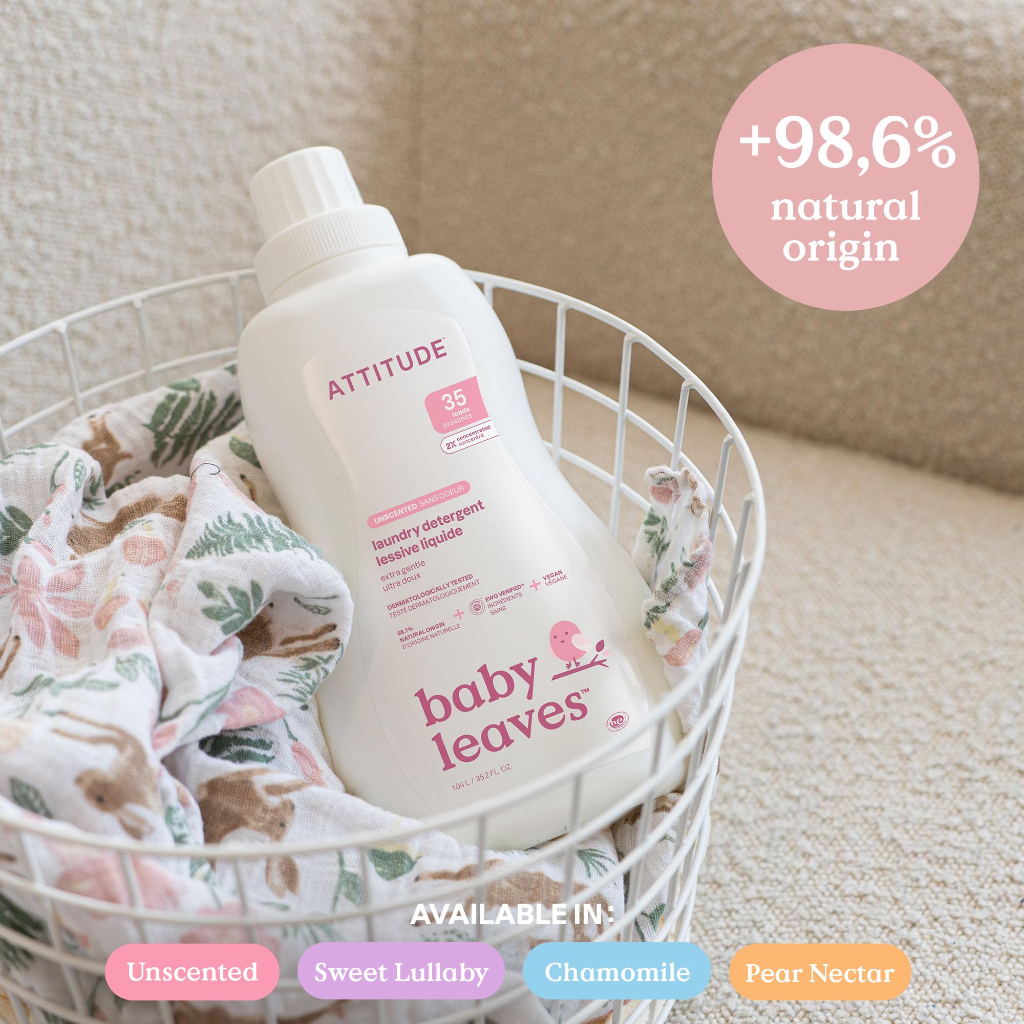 ATTITUDE Baby Laundry Detergent Liquid, EWG Verified, Chamomile Scent, 1.04 L 3