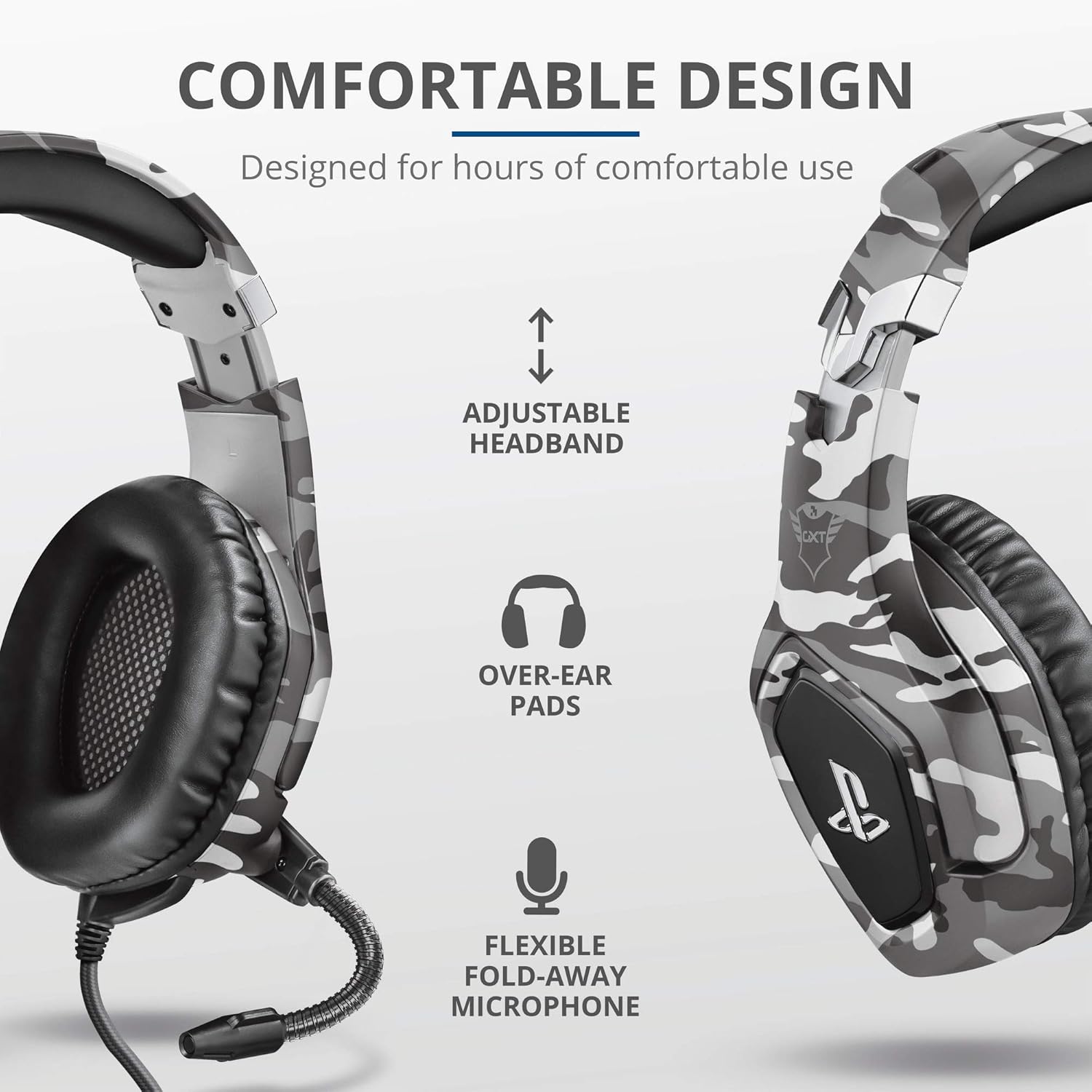 Trust GXT 488 Forze-G Gaming Headset for PS4 and PS5 – Officially Licensed with 50mm Drivers, Foldable Mic, Inline Remote, Grey 5