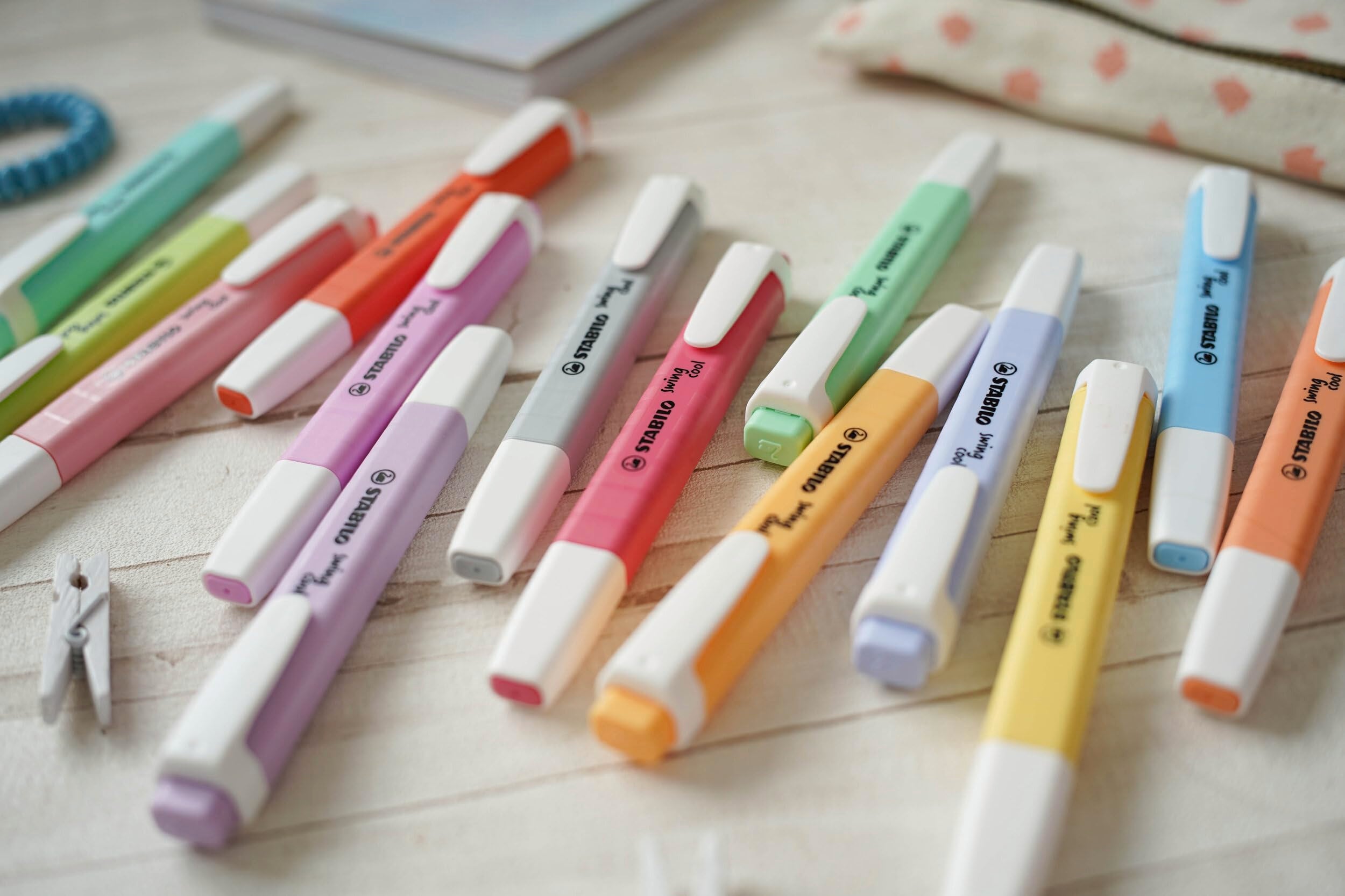 STABILO swing cool Pastel Highlighter - Pack of 6 Assorted Colours | 4 Hour Cap-Off Time | 1mm & 4mm Line Widths 5