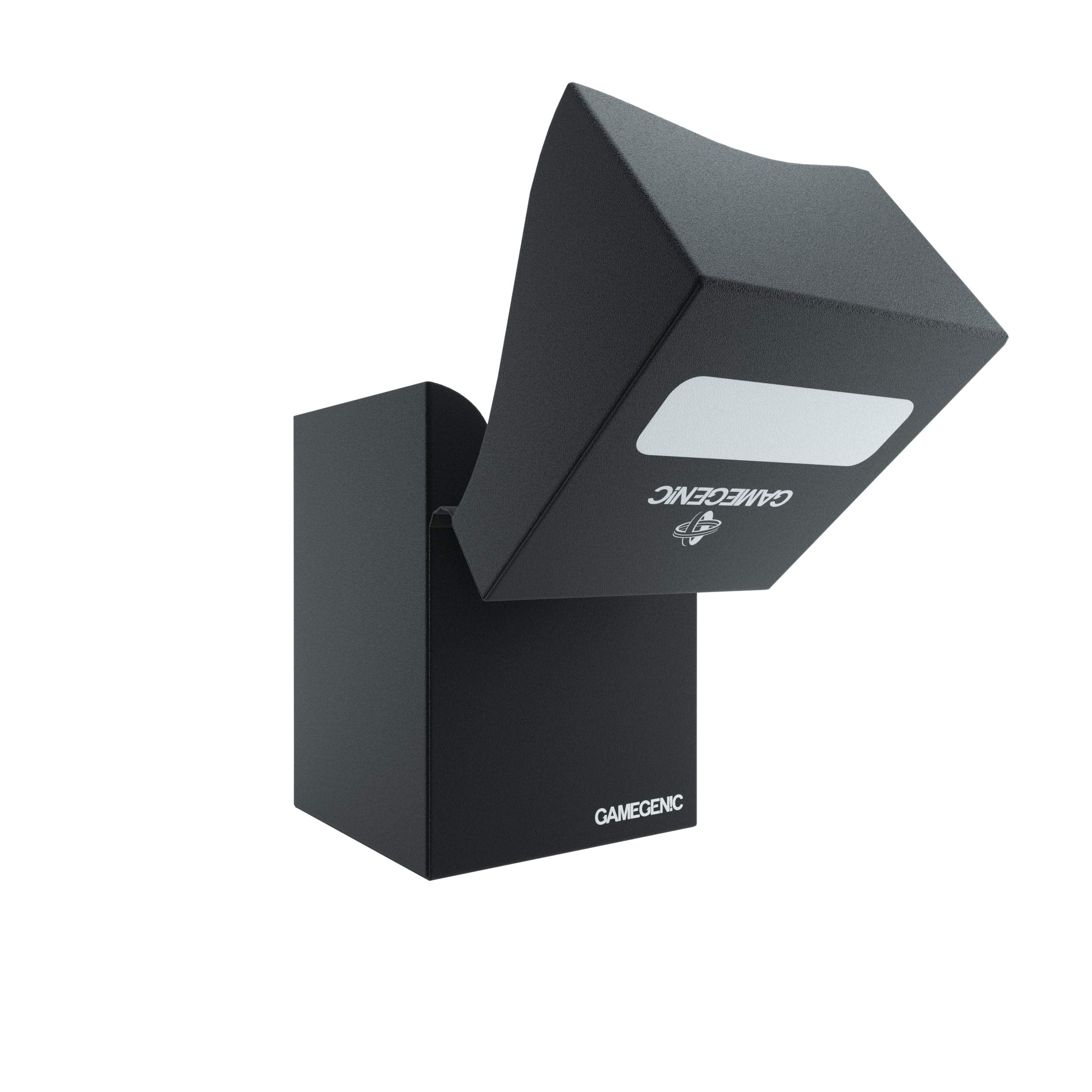 Gamegenic 100-Card Deck Holder - Durable Plastic Box | Self-Locking Lid | Black